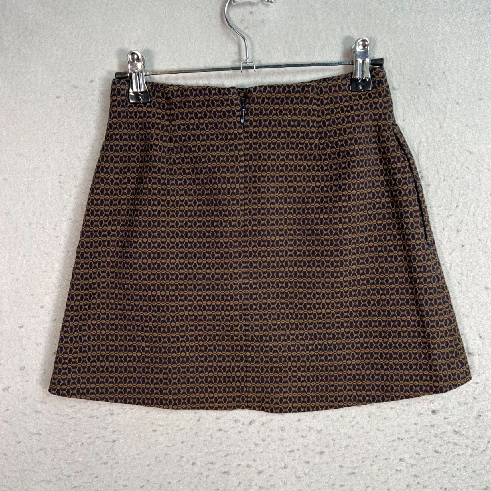 Vintage VINTAGE Wilfred A-Line Mini Skirt 00 Black Geometric Cotton Blend Womens Size 24" / US 00 / IT 34 - 2 Thumbnail