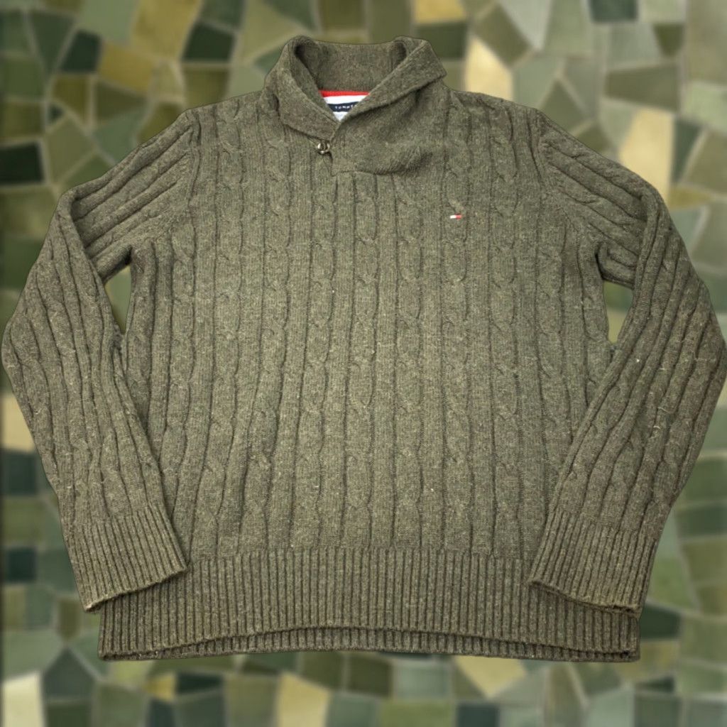 Tommy Hilfiger VINTAGE Tommy Hilfiger Mens Sweater Pullover Cable Knit Casual Fall Winter Gray Medium Wool Blend Size US L / EU 52-54 / 3 - 1 Thumbnail
