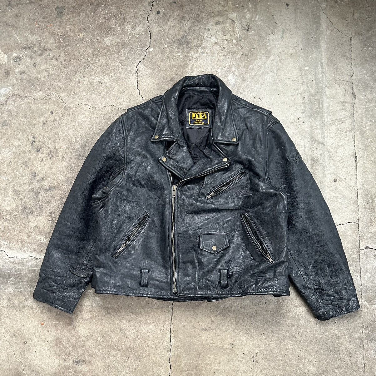 Genuine Leather Vintage Leather moto biker Jacket y2k jacket Size US XXL / EU 58 / 5 - 1 Thumbnail