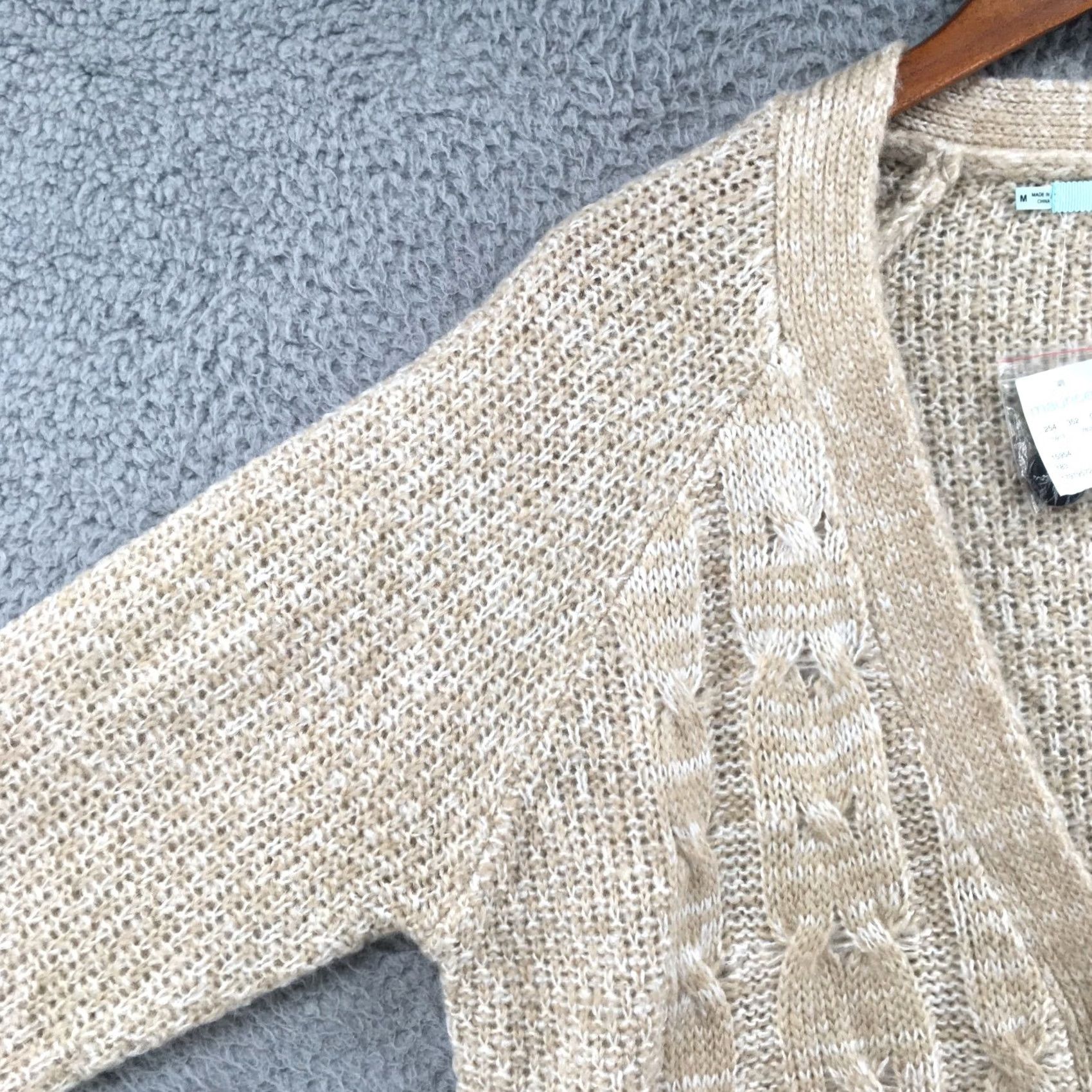 Vintage Maurices Cardigan Sweater Women Medium Knit Long Sleeve Button Beige NEW Size M / US 6-8 / IT 42-44 - 4 Thumbnail