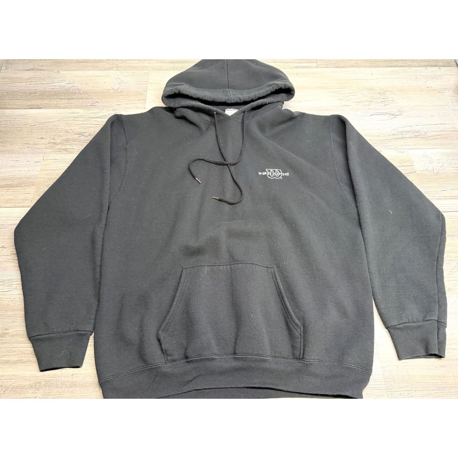 Wilson VINTAGE Wilson Hoodie Mens XL Black Sweatshirt Logo Embroidered Hoodie Pullover City College USA 90s Mens Size US XL / EU 56 / 4 - 2 Thumbnail