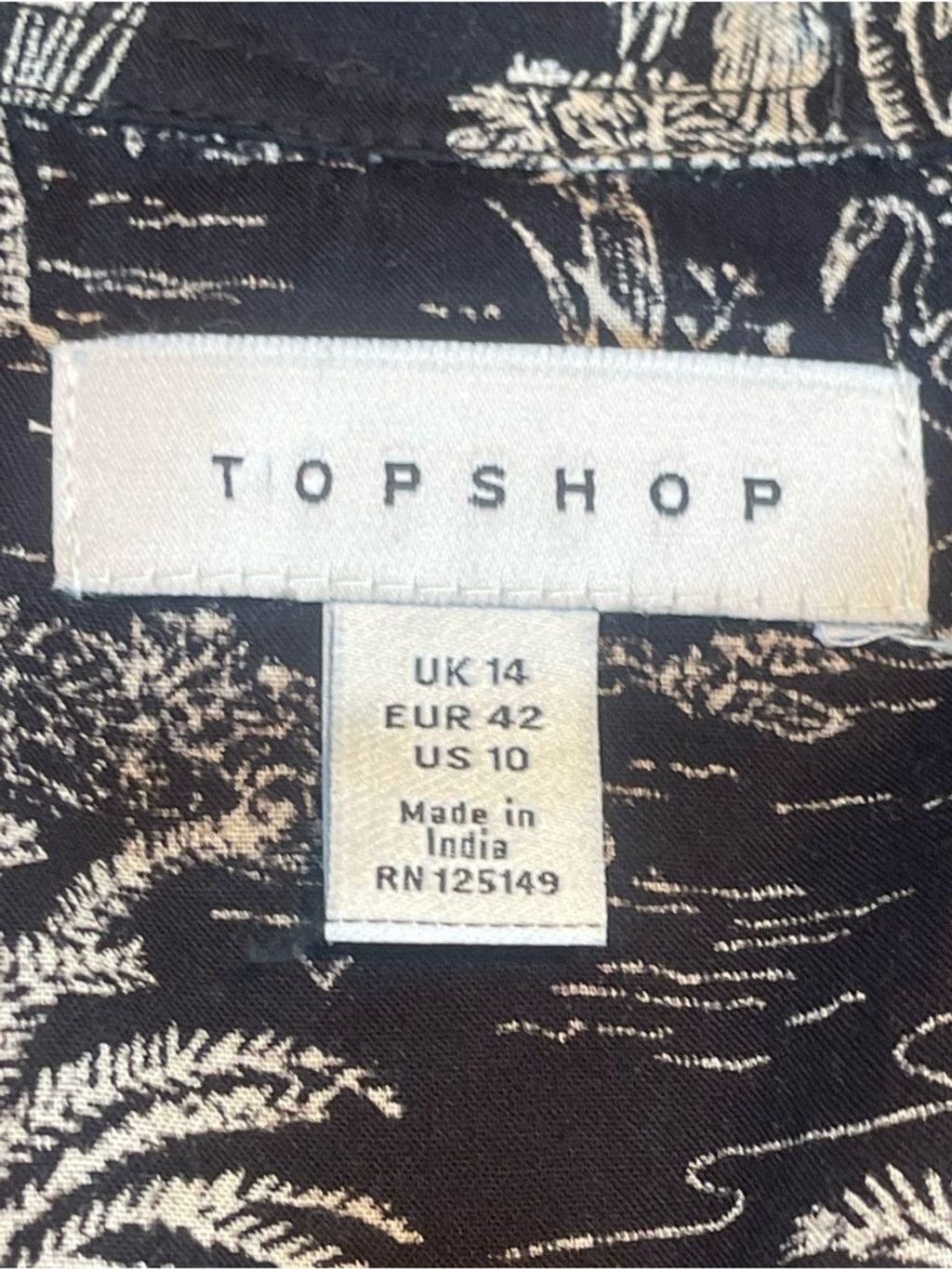Topshop Topshop Black Jungle Toile Tie Front Crop Shirt Button Down Size L / US 10 / IT 46 - 8 Thumbnail