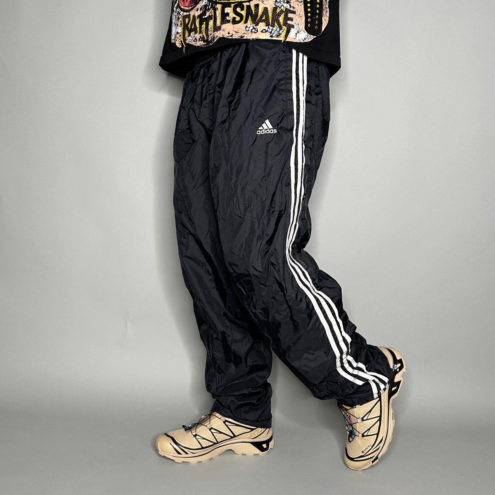 Adidas Streetwear Vintage Crazy Vintage 90s Adidas Breakaway Track Pants Black Baggy Grailed