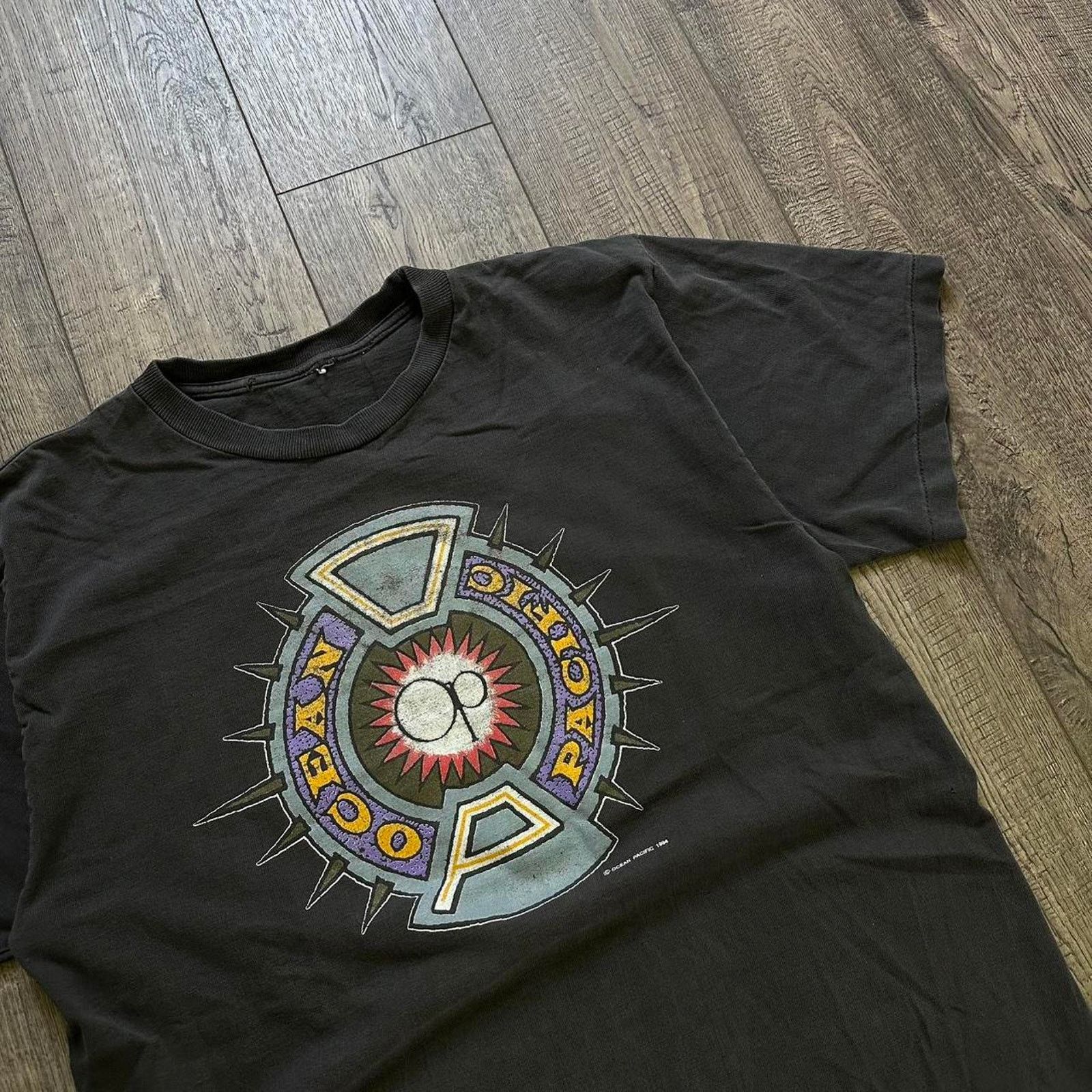 Ocean Pacific × Vintage Vintage 90s Ocean Pacific Black Surf Skate Graphic Tee Shirt Size US M / EU 48-50 / 2 - 3 Thumbnail