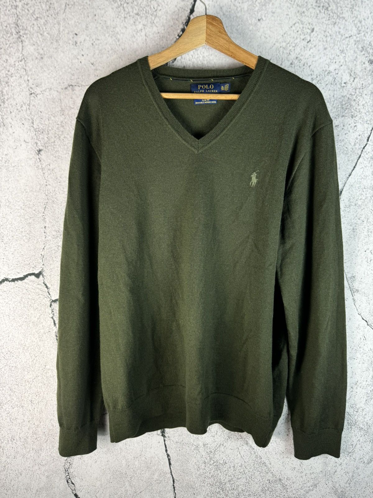 Polo Ralph Lauren Polo Ralph Lauren Green Luxury Sweater Merino Wool Slim Fit Size US XL / EU 56 / 4 - 1 Thumbnail