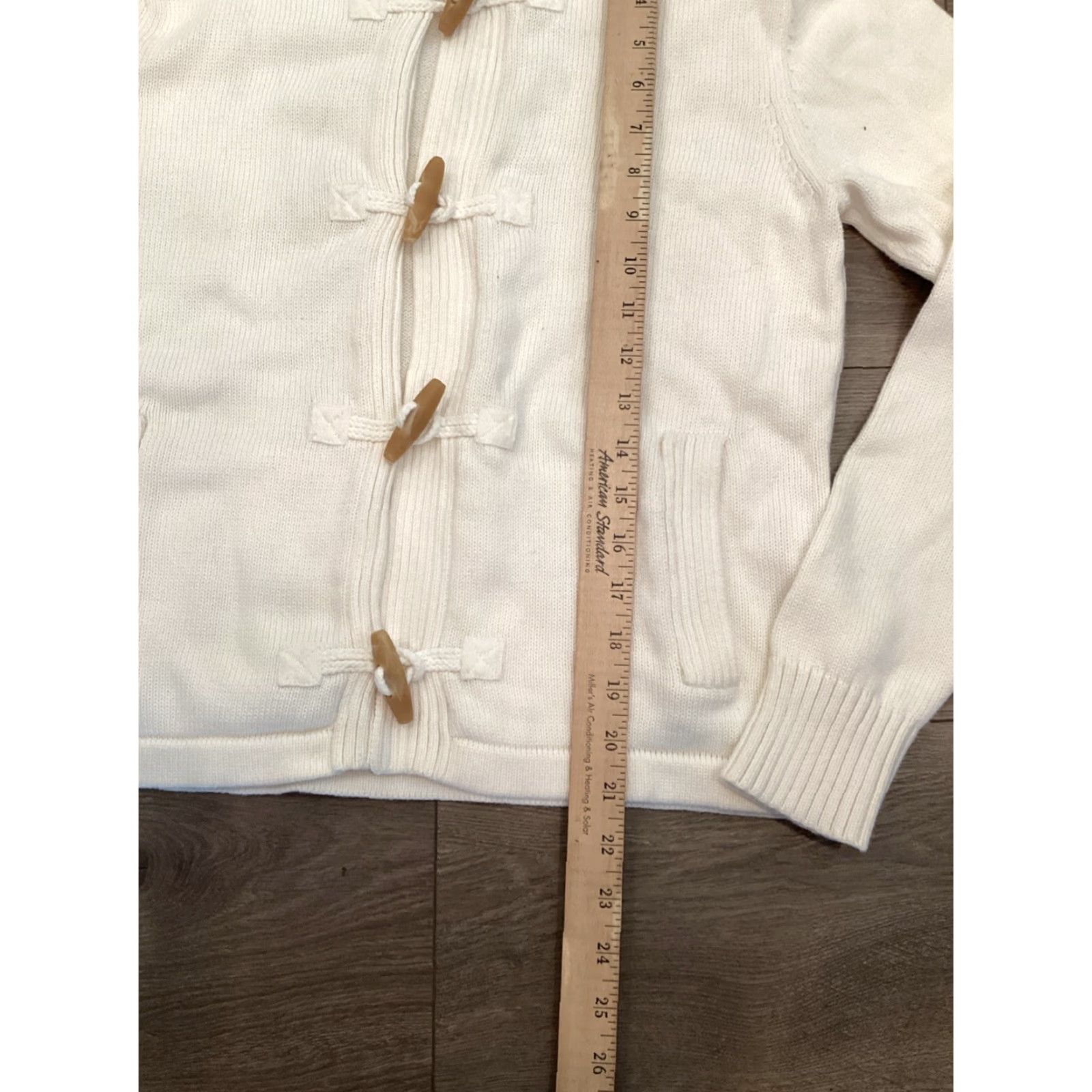 Vintage L.L. Bean Cable Knit Cardigan Sweater Collared Toggle Womens Small Cream 100% Cotton Size S / US 4 / IT 40 - 6 Thumbnail
