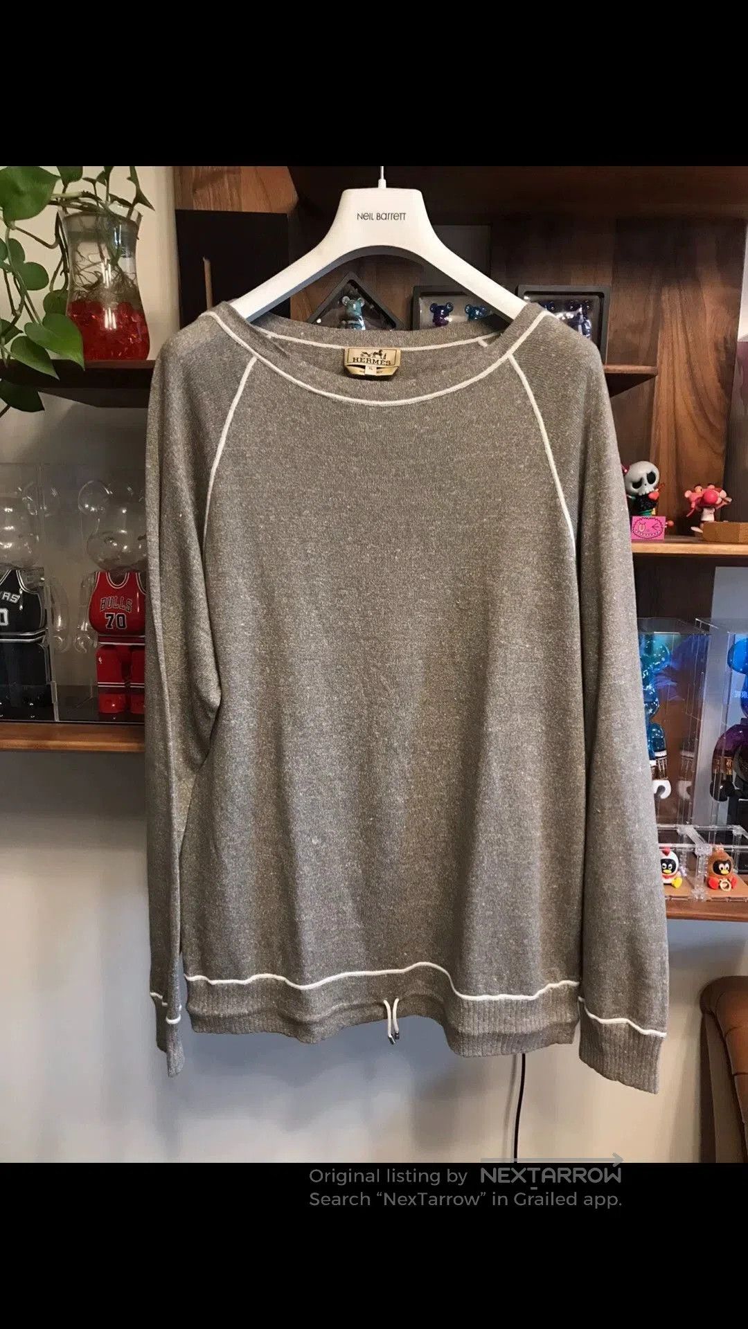 Hermes Beige Sweatshirt with Contrast Stitching - XL. Size US XL / EU 56 / 4 - 1 Thumbnail