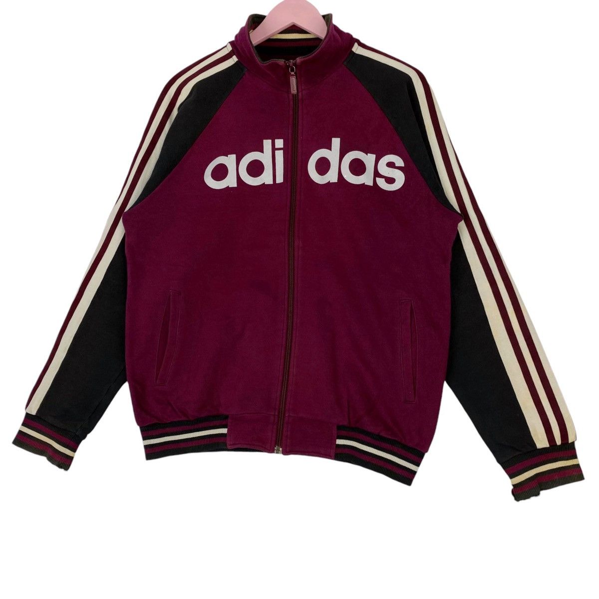 Adidas × Vintage Vintage Adidas Printed Logo Full Zip Turtleneck Sweater Size US M / EU 48-50 / 2 - 2 Thumbnail