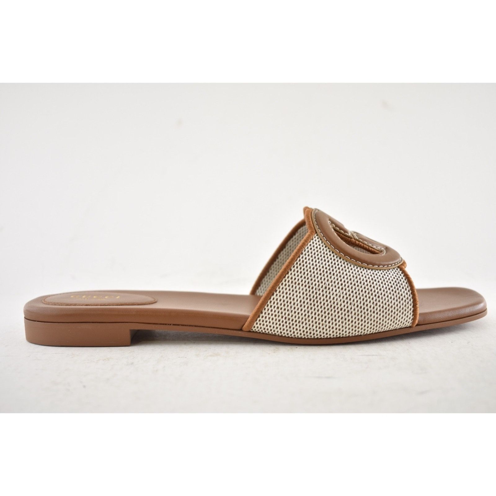 Gucci Gucci GG Interlocking Brown Leather Canvas Mule Sandal 42 Size US 12 / IT 42 - 2 Thumbnail