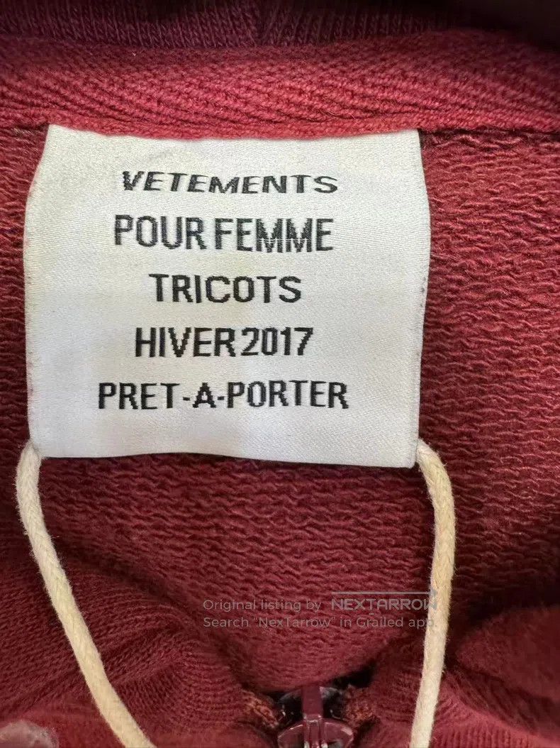 Vetements Vetements Burgundy Hooded Zip-Up Sweatshirt Size US S / EU 44-46 / 1 - 2 Thumbnail