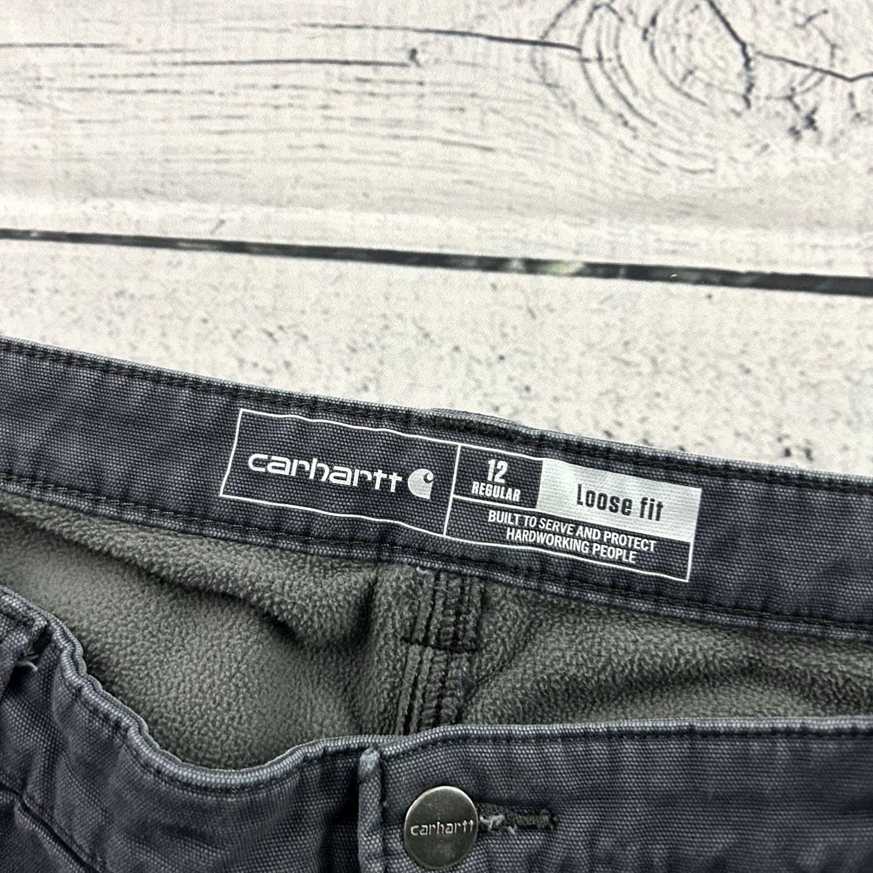 Carhartt Carhartt Women's 12 Gray Loose Fit Pants Fleece Lined Carpenter Straight Mid Rise Crawford Denim-like Size 34" / US 12 / IT 48 - 4 Thumbnail