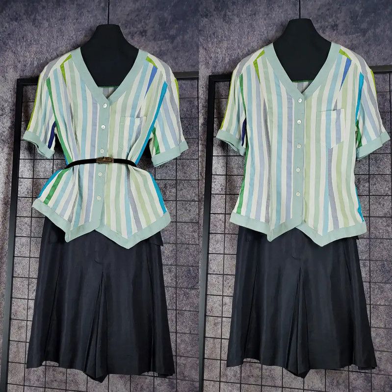 Dior Dior Summer Blue Striped Short Sleeve Top 0089 Size L / US 10 / IT 46 - 1 Thumbnail