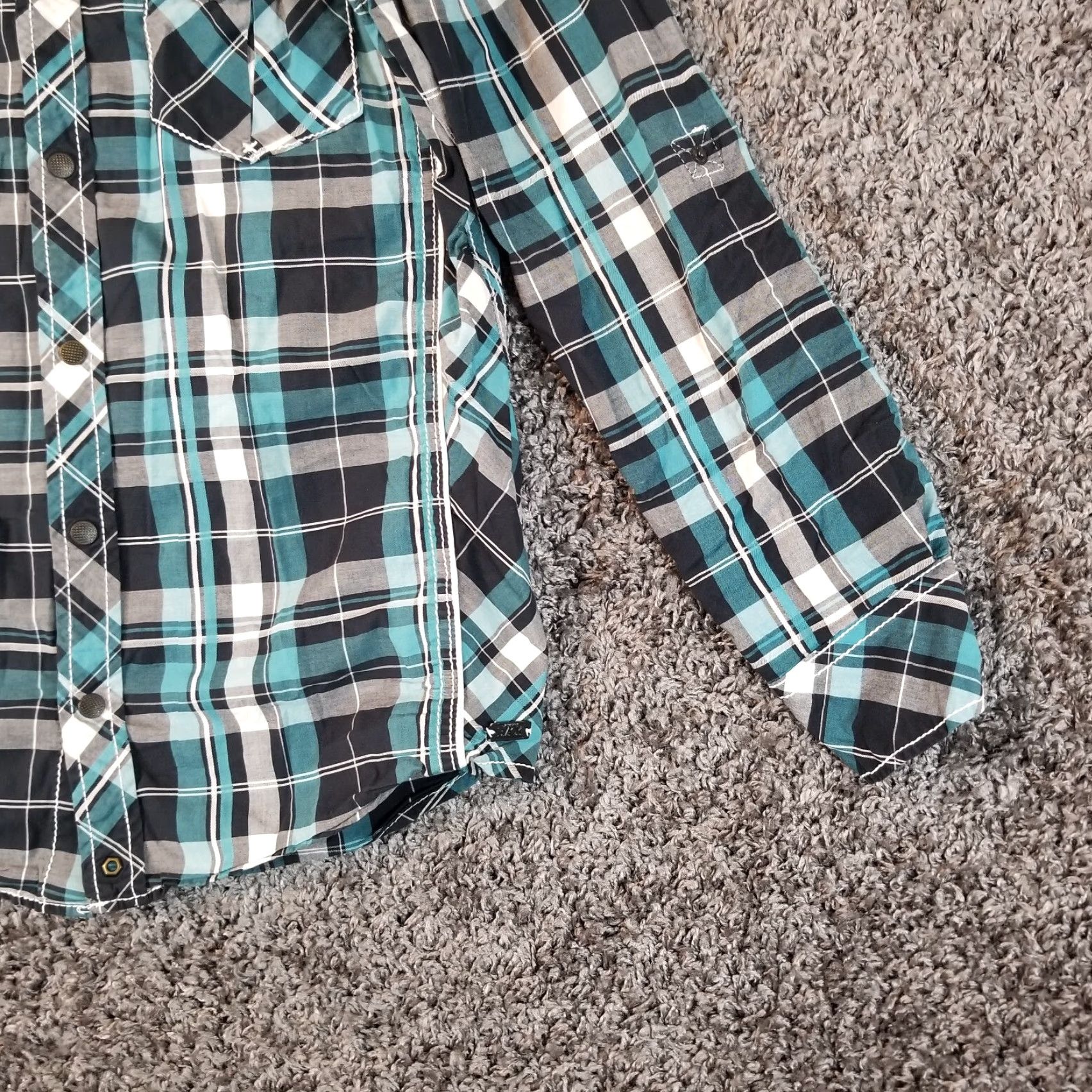 Buckle Black VINTAGE Buckle Black Mens Blue Plaid Long Sleeve Slim Button-Up Shirt Size M Size US M / EU 48-50 / 2 - 3 Thumbnail
