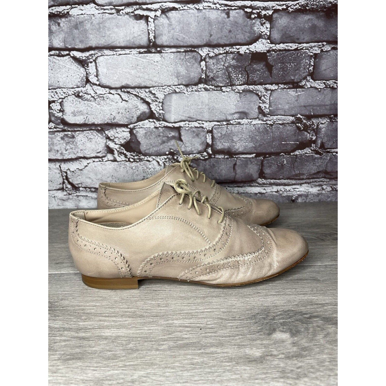 Other Garnet Hill Taupe Nude Felisa Soft Oxfords Wing Tip Shoes Wo Size US 7 / IT 37 - 21 Thumbnail