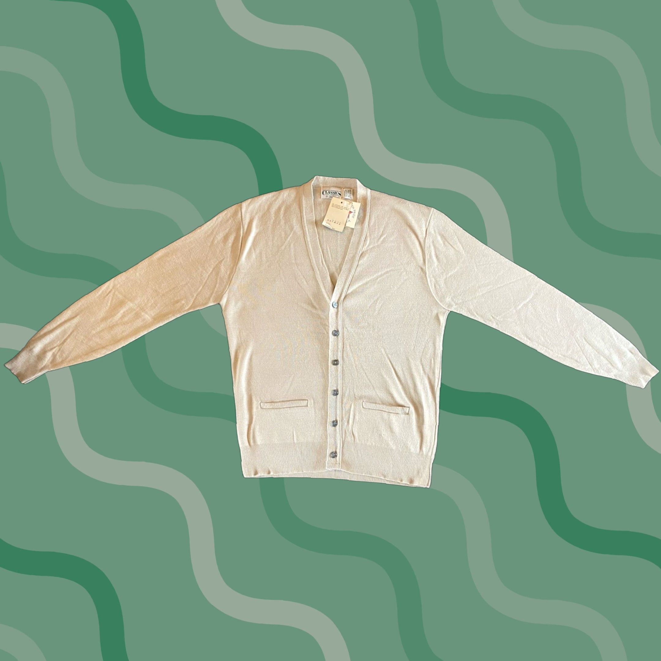 Sears VINTAGE Sears Classics Cardigan Men’s L Regular Acrylic Beige USA 80s 90s Classic Designer Preppy Cardigan Sweater Mens Size US L / EU 52-54 / 3 - 1 Thumbnail