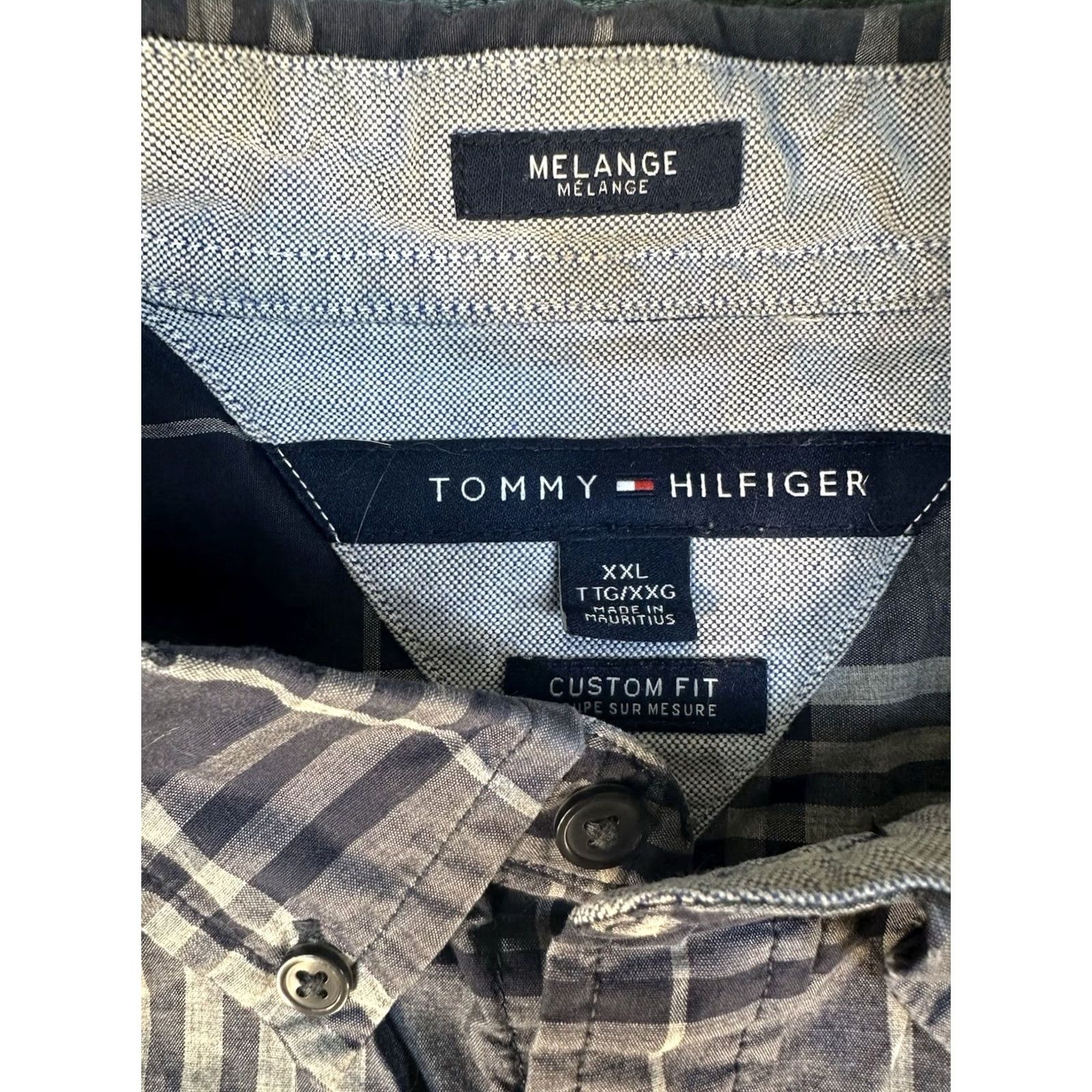 Tommy Hilfiger Tommy Hilfiger Button-Down Shirt Mens XXL Plaid Melange Gray Blue Size US XXL / EU 58 / 5 - 3 Thumbnail