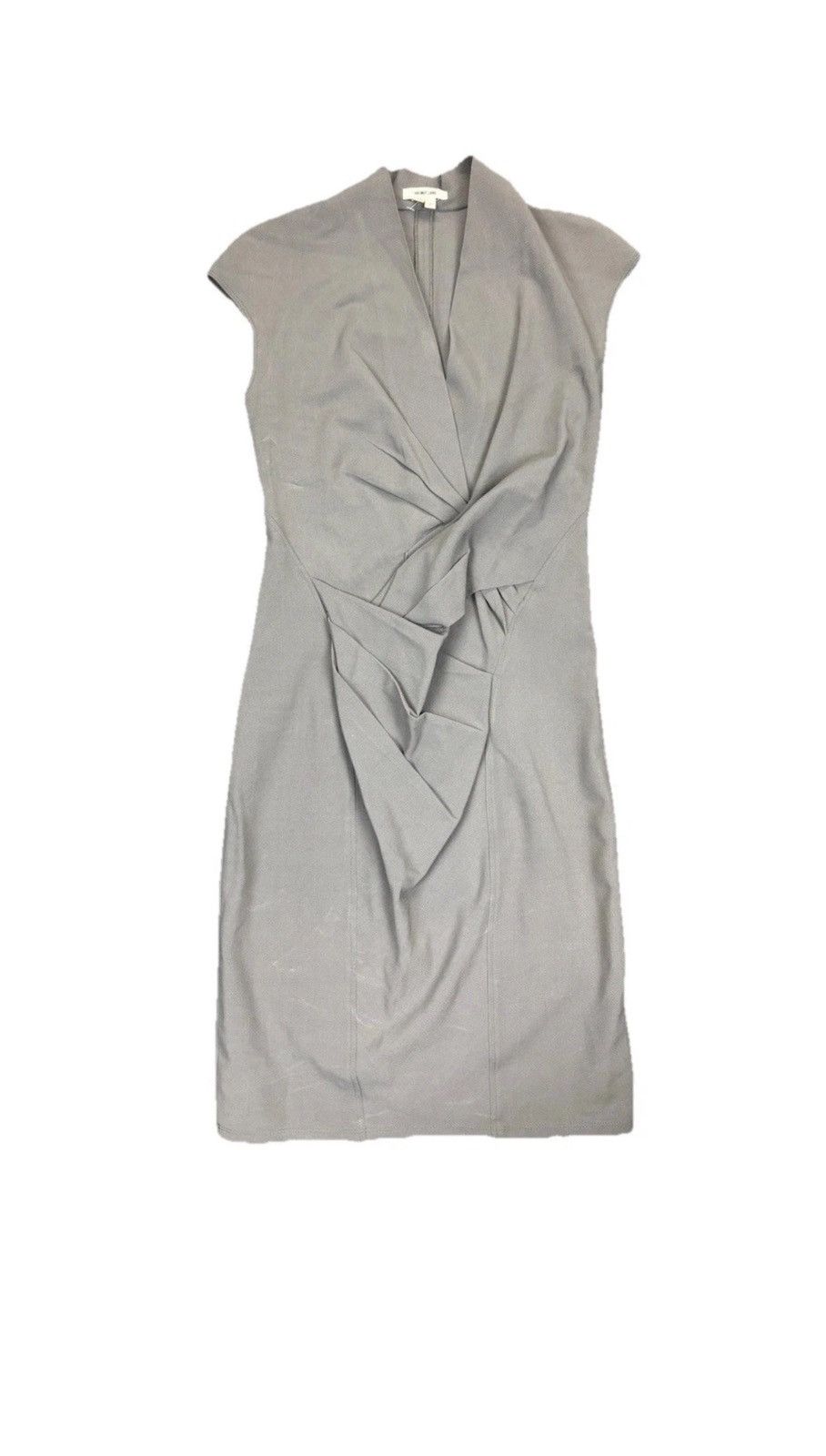 Helmut Lang HELMUT LANG grey woolblend gathered capsleeve sheath dress 2 Size XS / US 0-2 / IT 36-38 - 1 Thumbnail