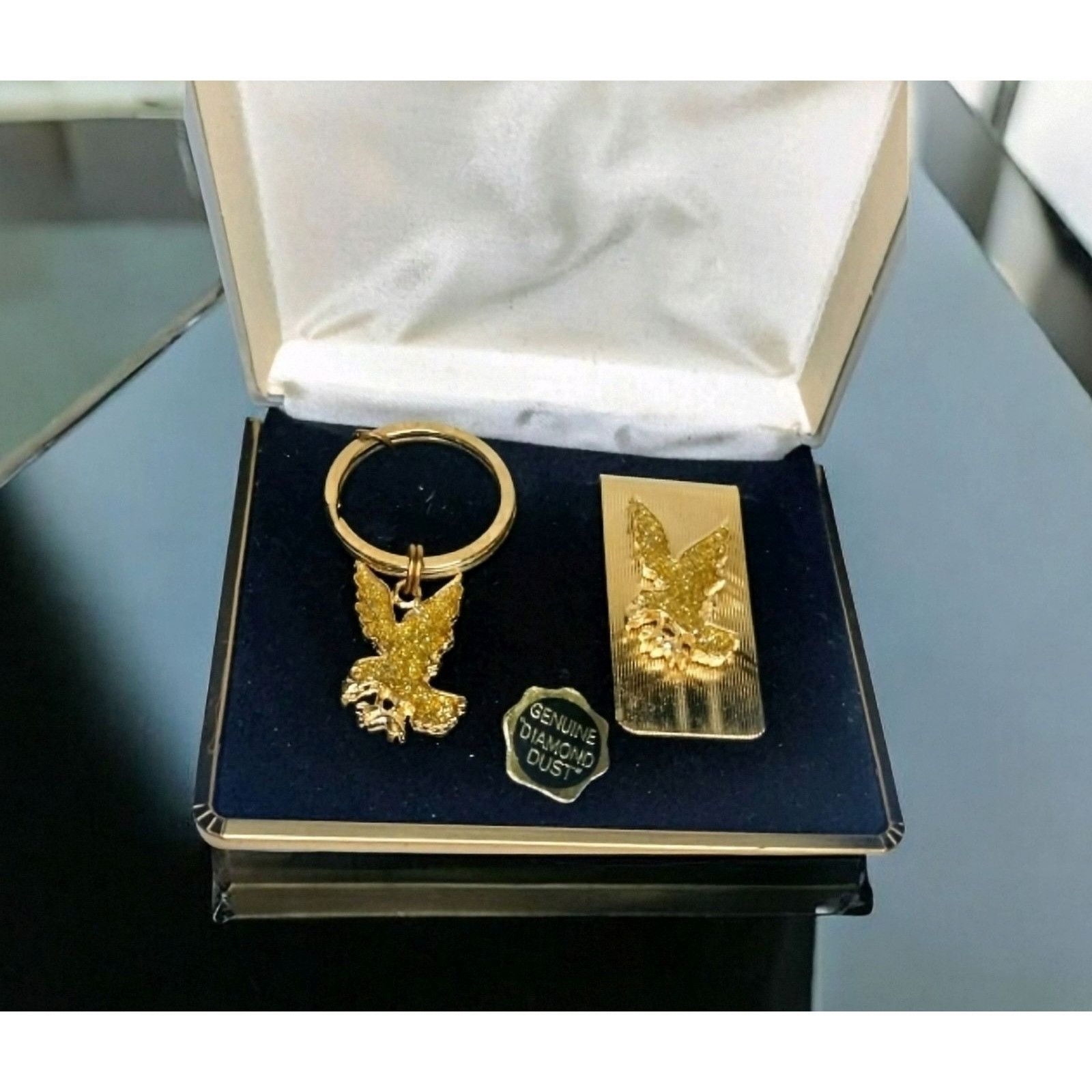 Vintage Marquis Genuine Diamond Dust Eagle Key Ring Matching Money C Size ONE SIZE - 1 Thumbnail