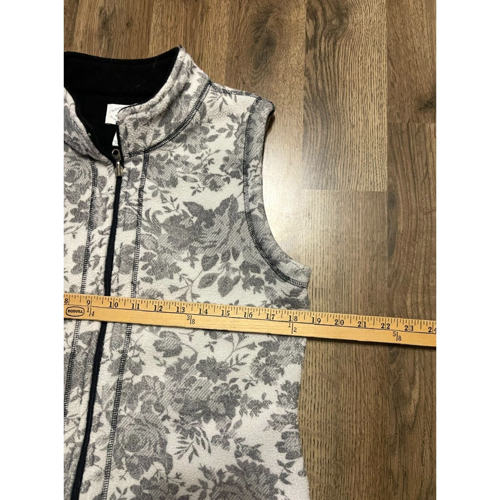 Vintage Moving Bleu Jacket, Floral, White, Full Zip, Vest, Women's Medium, Regular, Polyester, Casual, Fall Spring Summer, Adults? Womens Size M / US 6-8 / IT 42-44 - 5 Thumbnail