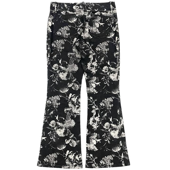 image of Vintage Tornado Mart Femme Flare Punk Flower Denim Pants in Black, Men's (Size 27)
