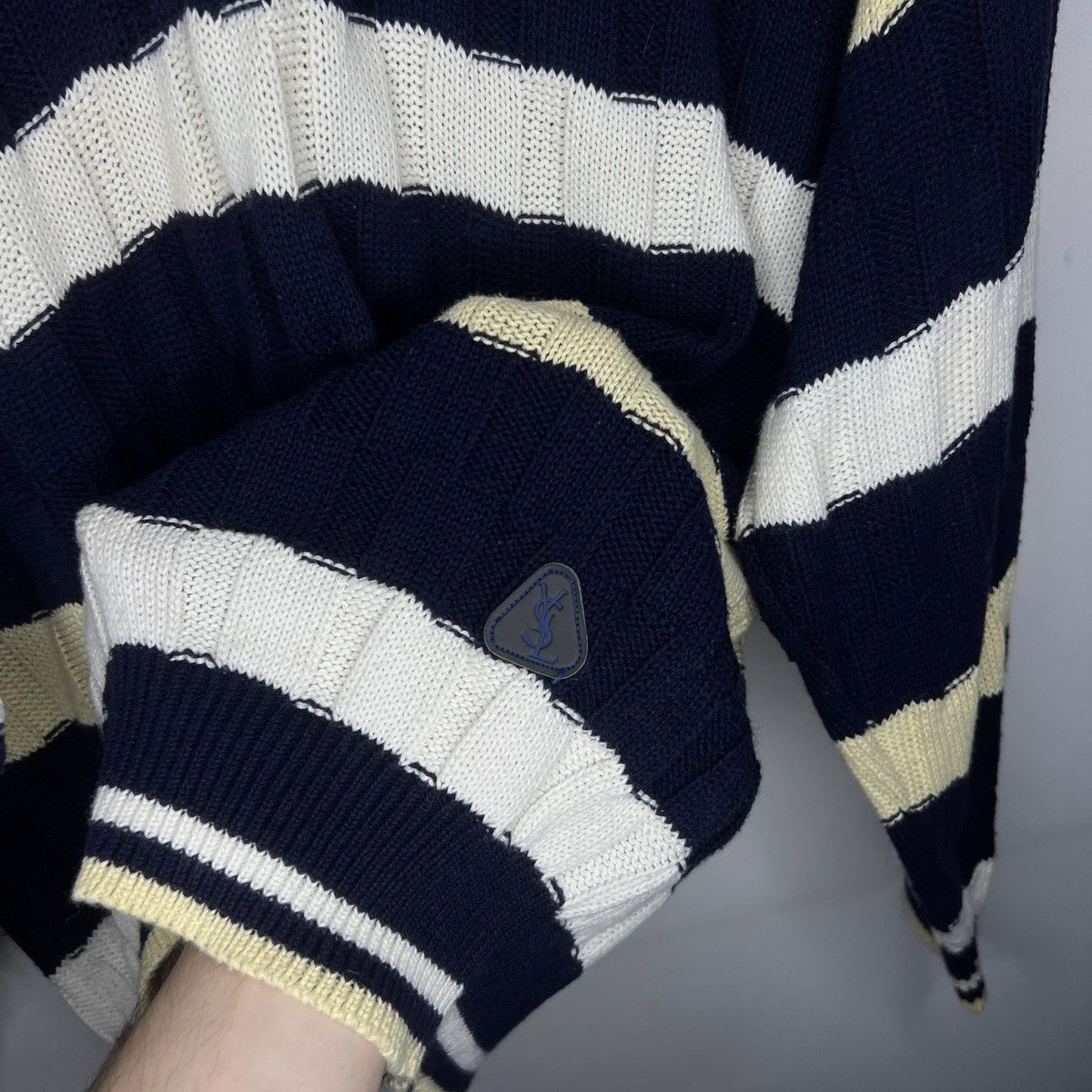 Designer × Vintage × Yves Saint Laurent Vintage 90s YSL Yves Saint Laurent cable knit chunky sweater Size US L / EU 52-54 / 3 - 7 Thumbnail
