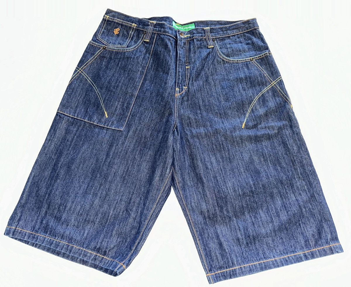 Rocawear × Vintage VTG Rocawear Denim Shorts Mens Blue Embroidered-40x13 Size US 40 / EU 56 - 3 Thumbnail
