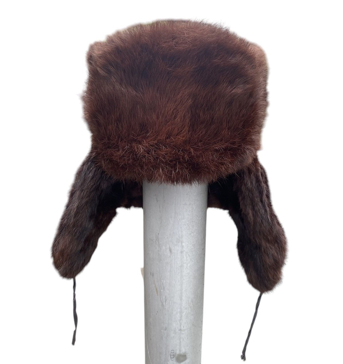 Vintage Vintage Soviet Era Brown Rabbit Fur Ushanka Winter Cap Size 46 - 2 Thumbnail
