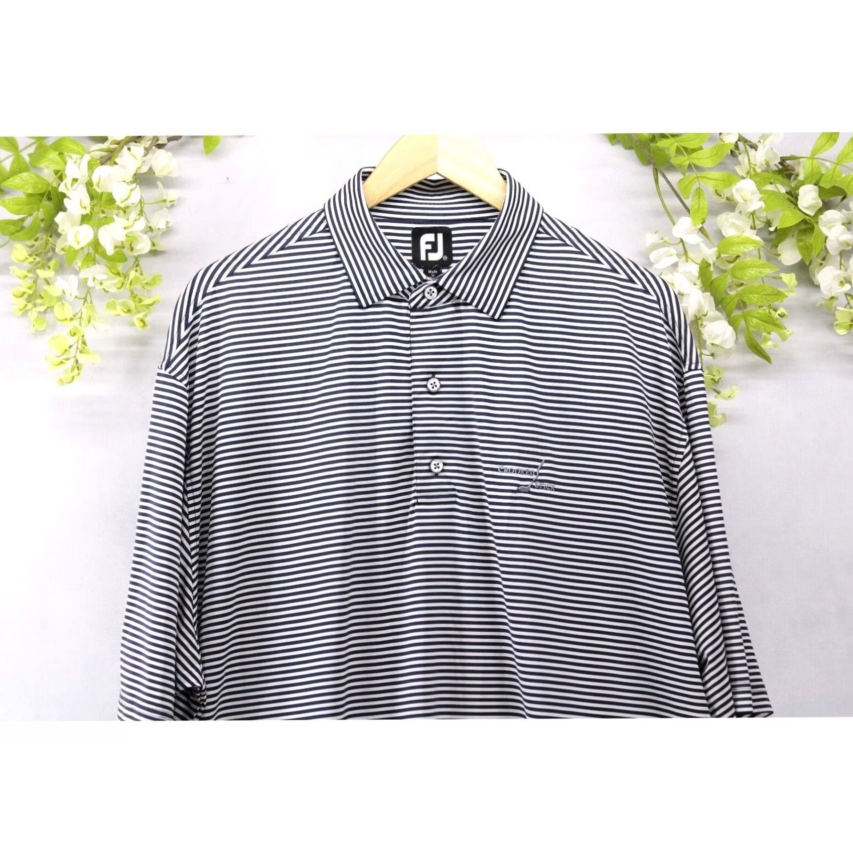 Footjoy FootJoy Polo Shirt Navy White Striped Short Sleeve XL Men Size US XL / EU 56 / 4 - 3 Thumbnail