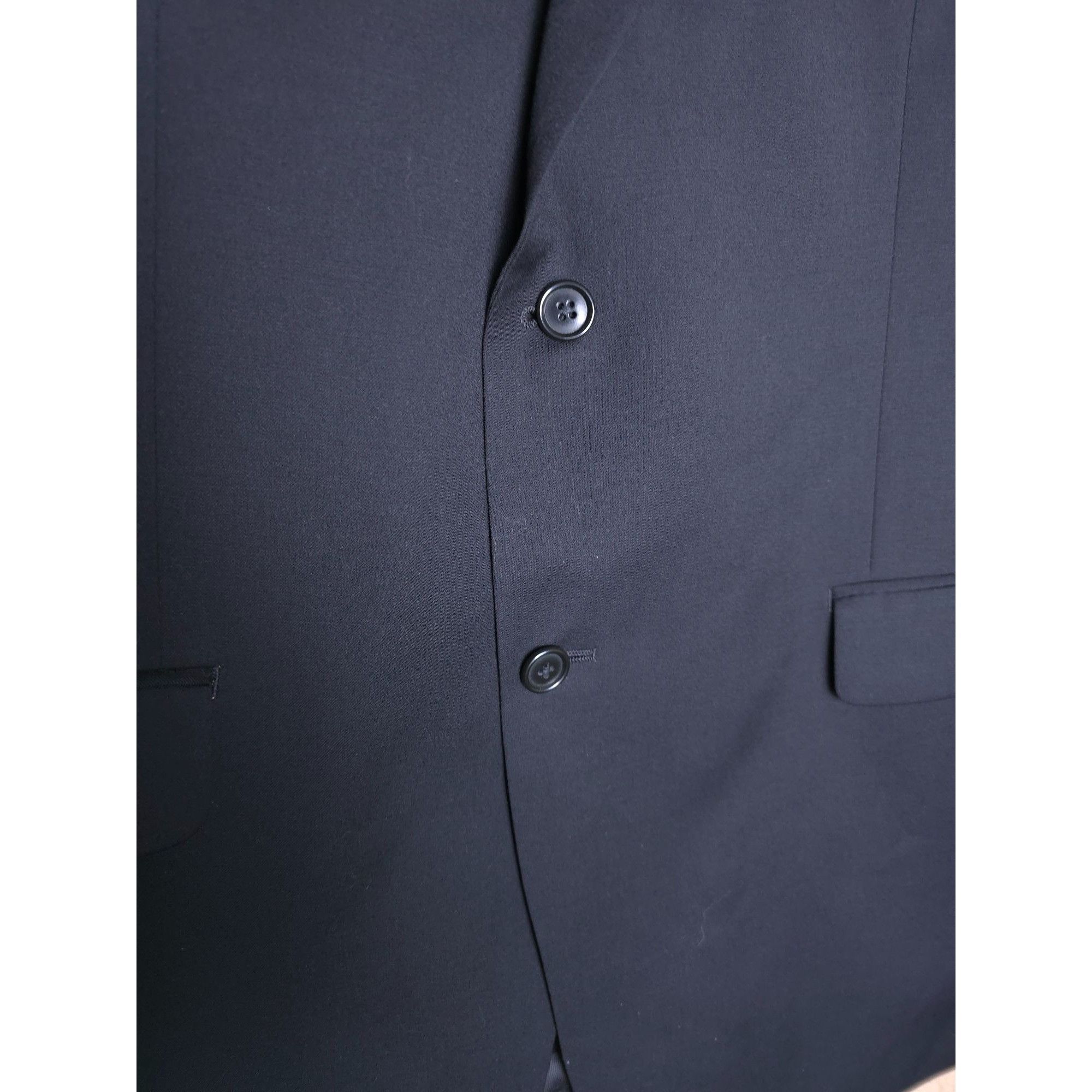 Calvin Klein Calvin Klein Mens Black Wool Blazer 46R Two-Button Suit Jack Size 46R - 2 Thumbnail