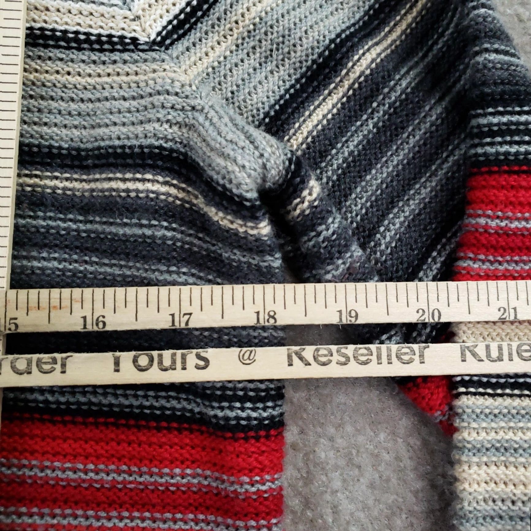 Ralph Lauren Lauren Ralph Lauren Sweater Womens Medium Red Gray Long Open-Knit Boat Neck Size M / US 6-8 / IT 42-44 - 3 Thumbnail