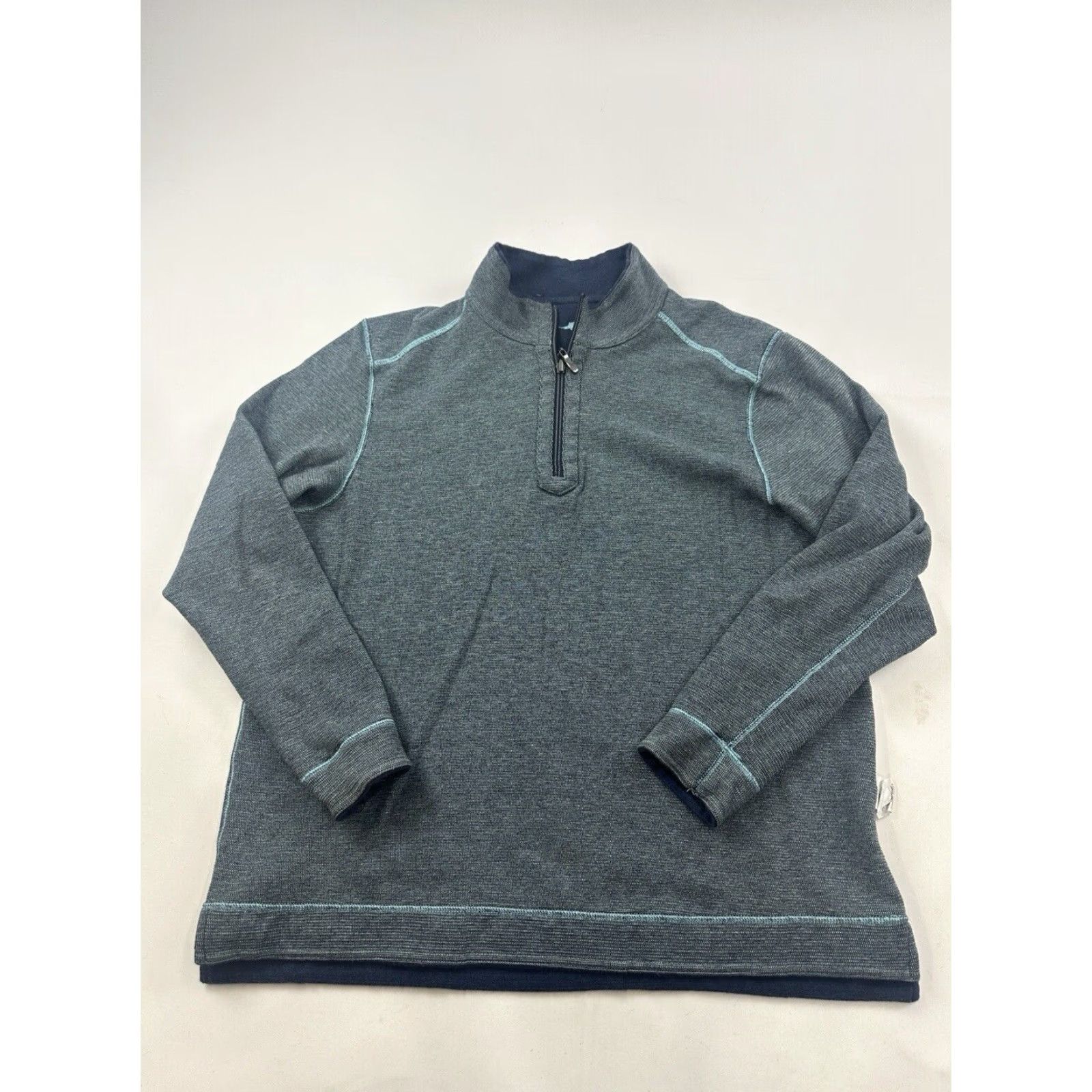 Tommy Bahama Tommy Bahama Sweater Mens XL Blue 1/4 Zip Reversible KnIT Mock Neck Solid Pullover Classic Preppy Boys Mens Size US XL / EU 56 / 4 - 4 Thumbnail
