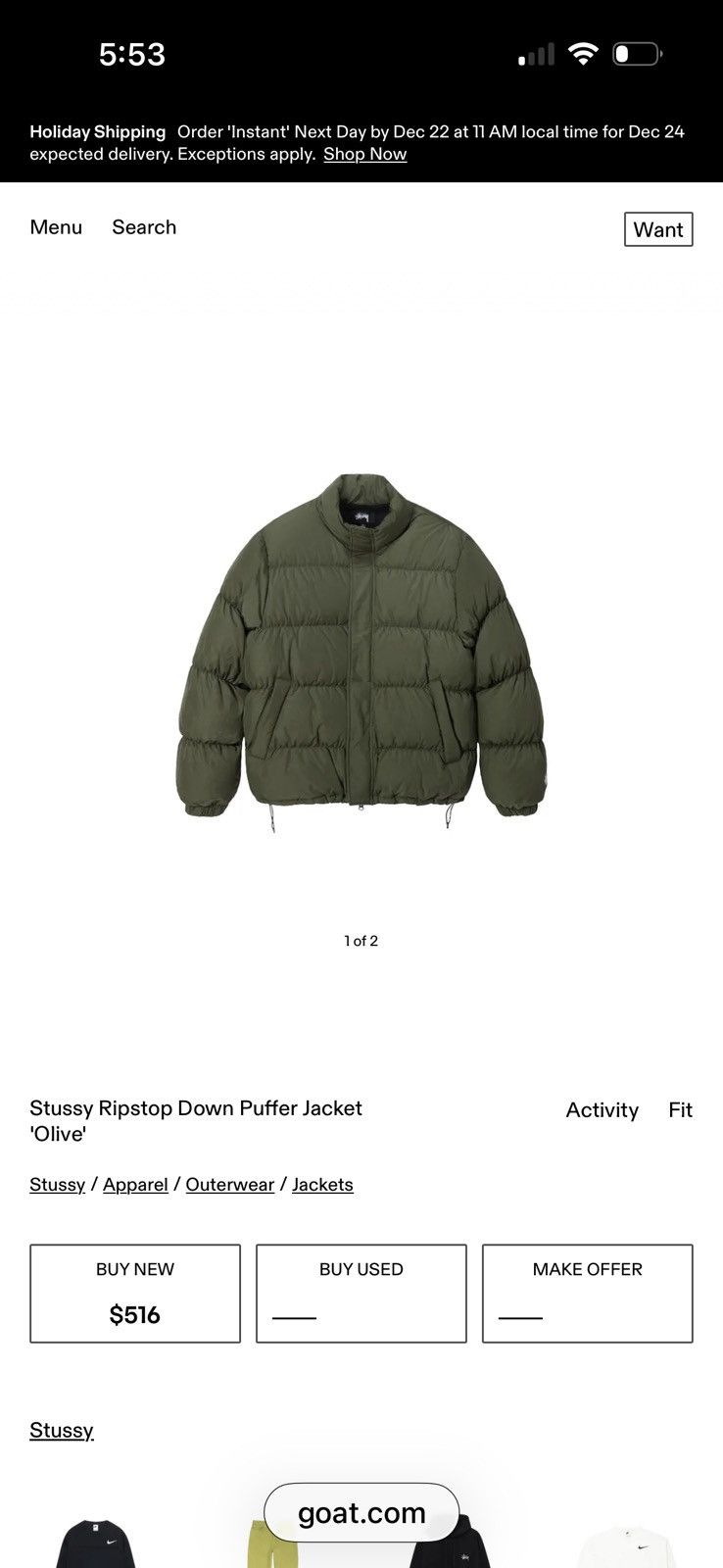 Stussy Stussy Puffer Size US L / EU 52-54 / 3 - 6 Thumbnail