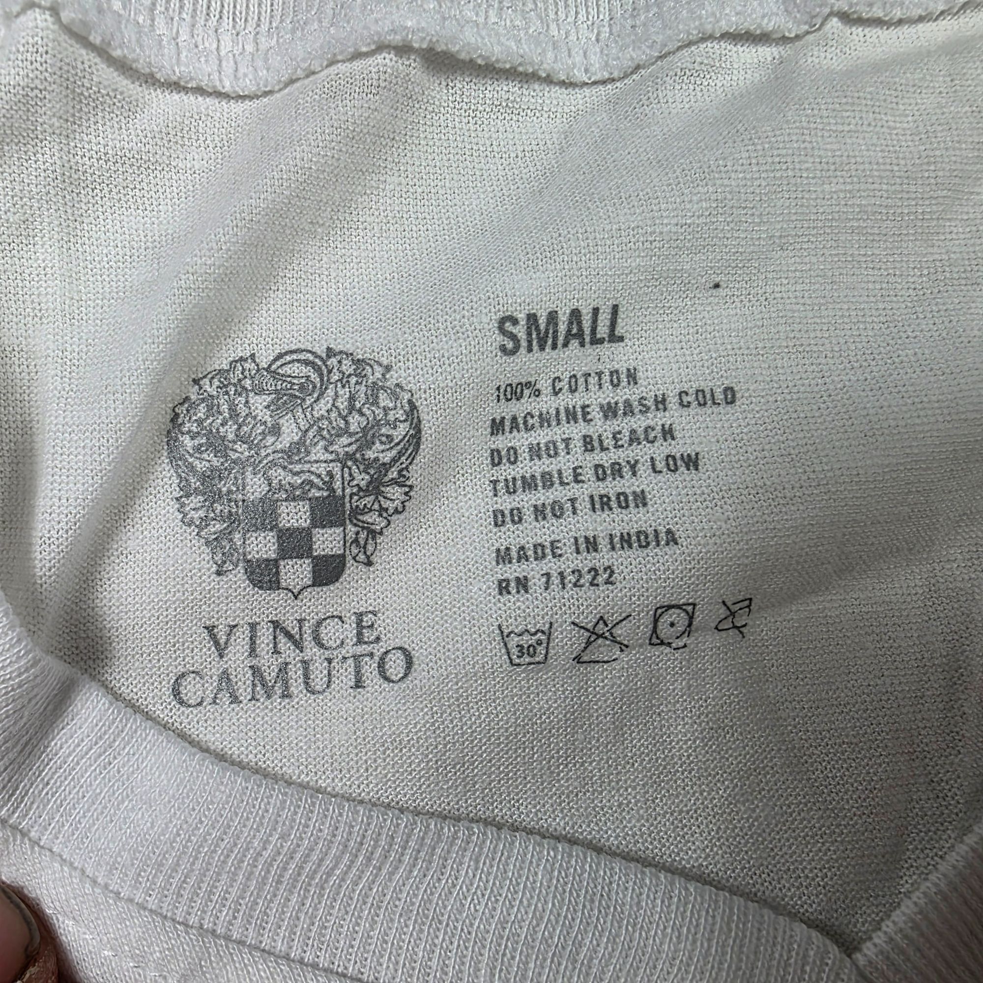 Vince Camuto Vince Camuto Mens Size Small White V Neck T Shirt 100% Cotto Size US S / EU 44-46 / 1 - 4 Thumbnail
