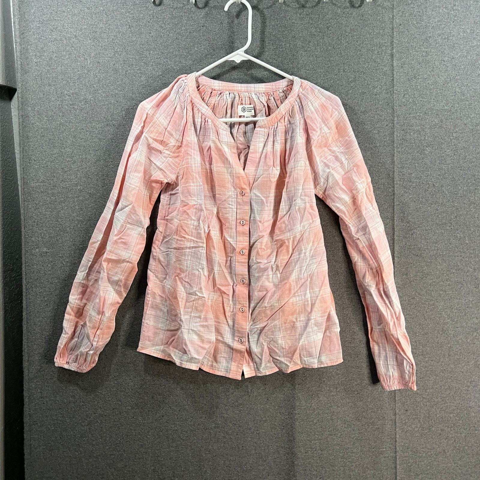 Other Candace Cameron Bure Plaid Y-Neck Shirt Rose Quartz, XX-Smal Size XXS / US 00 / IT 34 - 1 Thumbnail