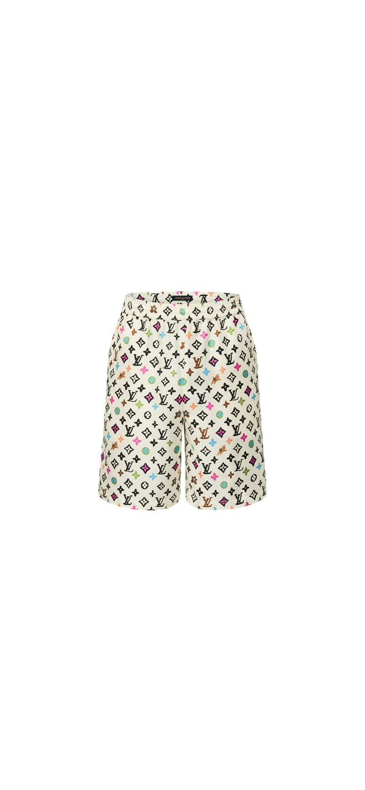 Image of Louis Vuitton Monogram Printed Silk Shorts in White, Men's (Size 36)