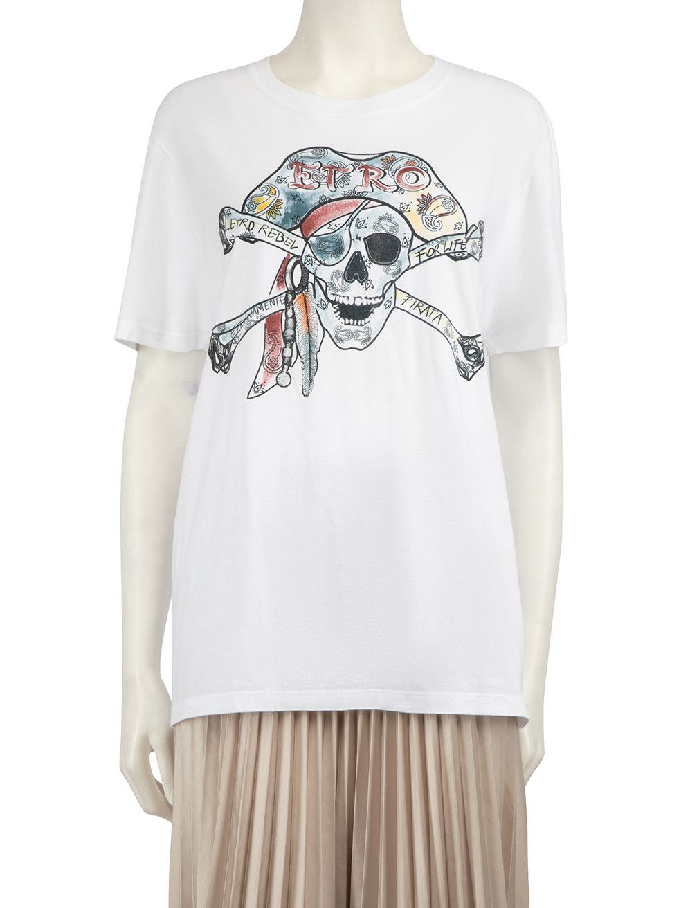 image of Etro White Skull Printed T-Shirt, Women's (Size Large)
