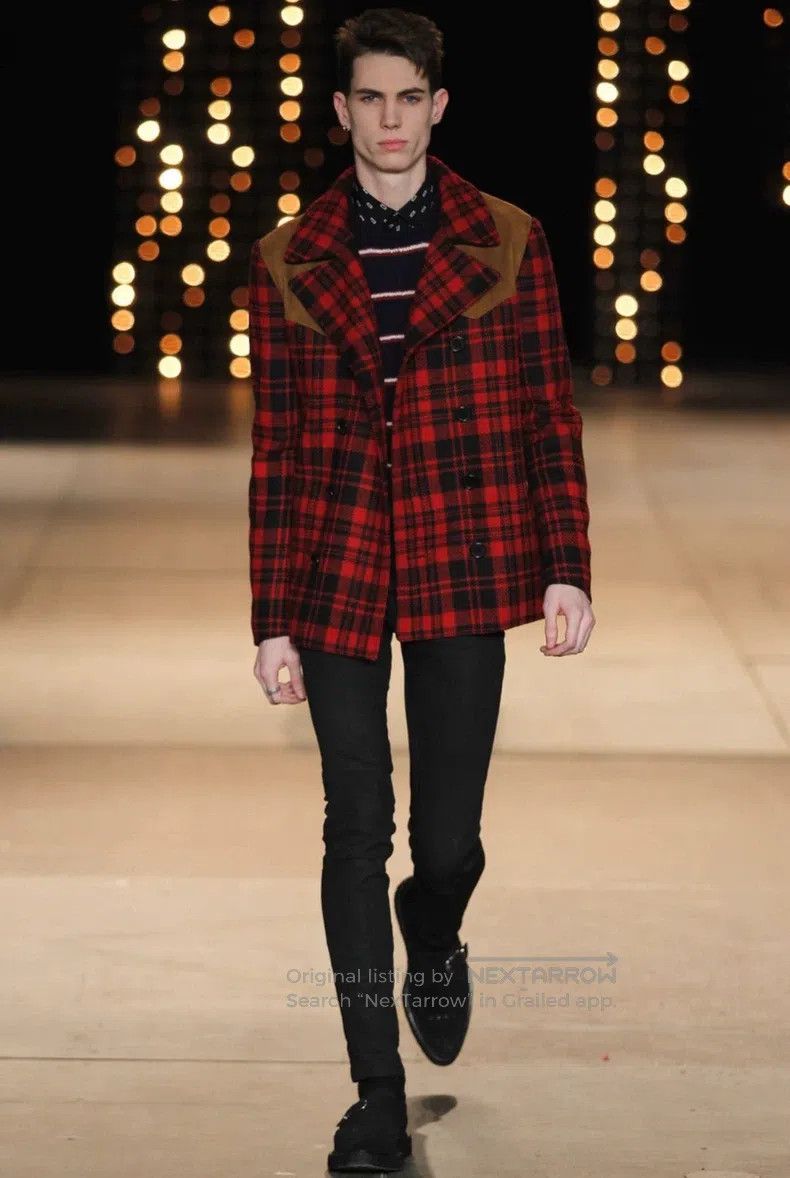 Saint Laurent Paris Saint Laurent Paris Suede Patchwork Black and Red Check Co Size US S / EU 44-46 / 1 - 9 Thumbnail