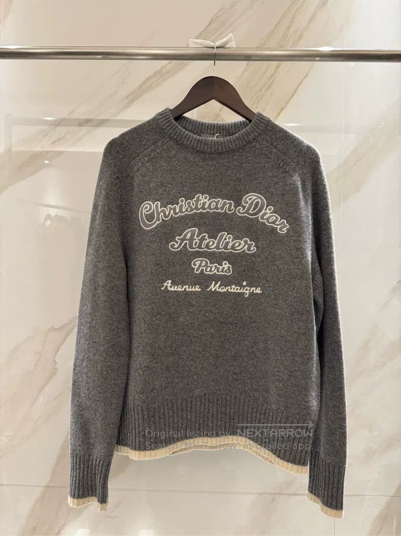 Dior Dior Grey embroidered slogan sweater Size US M / EU 48-50 / 2 - 1 Thumbnail