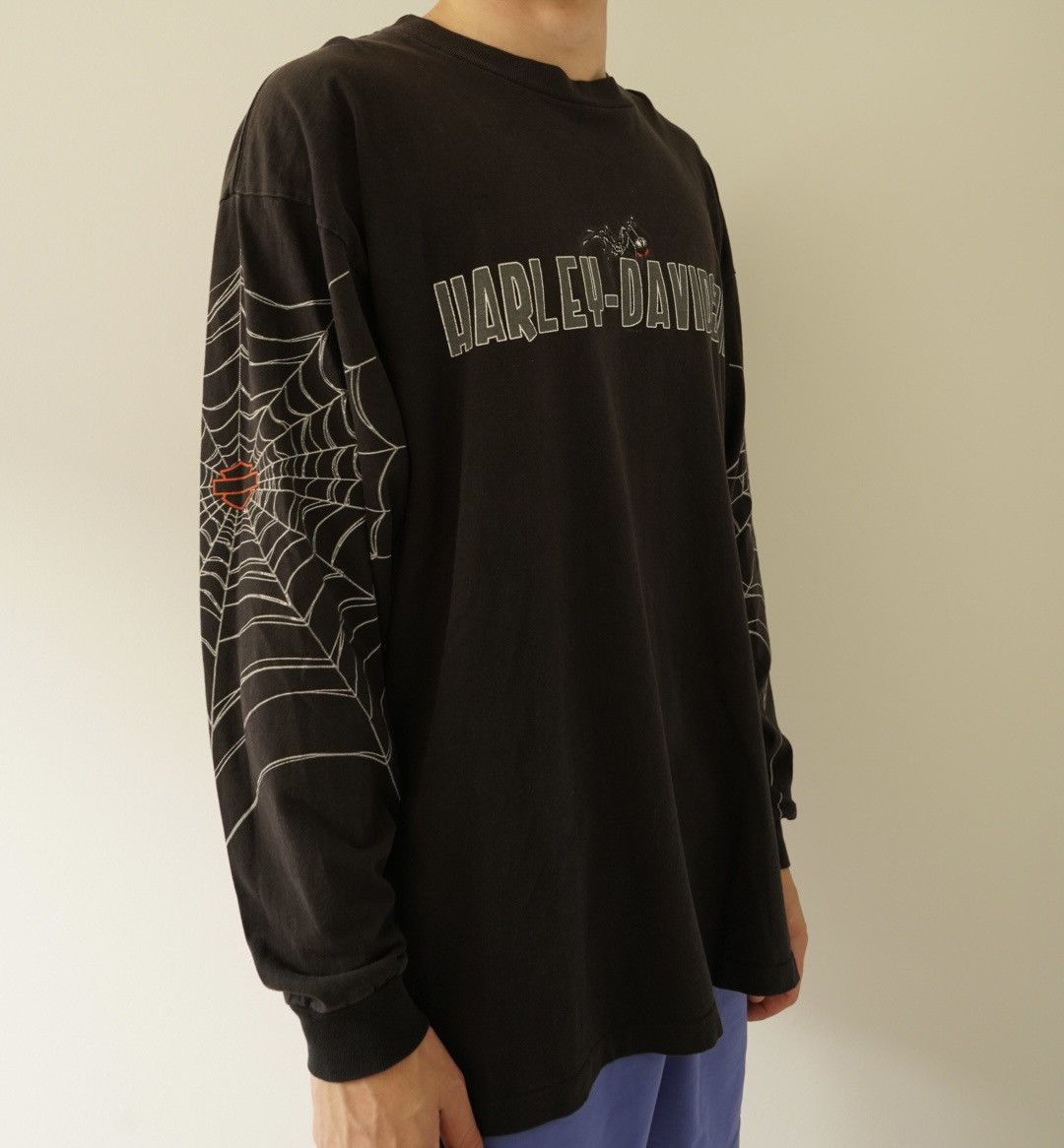 image of Harley Davidson Spider Web Longsleeve in Black, Men's (Size XL)