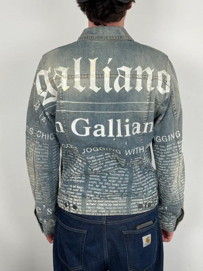 John Galliano SS2011 John Galliano Blue Gazette Gothic Script Denim Jacket Size US M / EU 48-50 / 2 - 3 Thumbnail