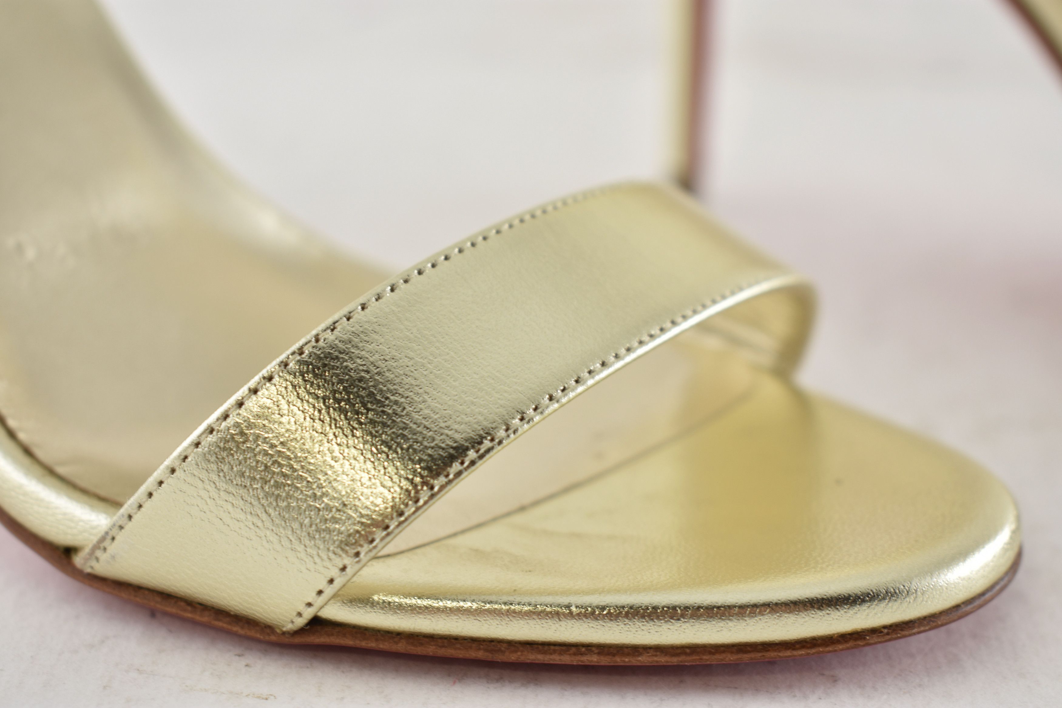 Christian Louboutin Loubigirl 85 Platine Gold Ankle Strap Sandal Heel Pump 41 Size US 11 / IT 41 - 9 Thumbnail