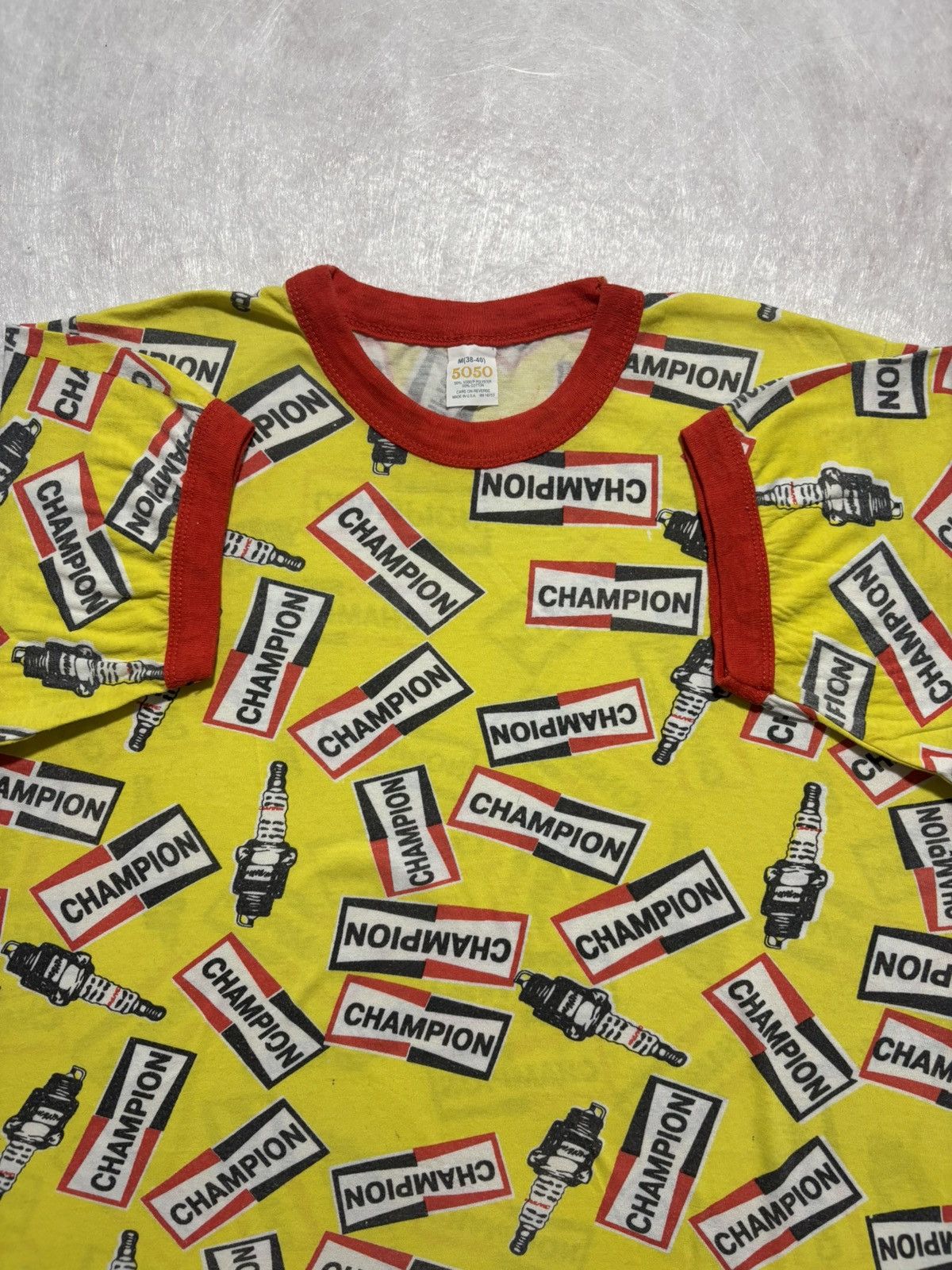 Champion Vintage 80’s Champion Spark Plug Ringer Tshirt Size US M / EU 48-50 / 2 - 2 Thumbnail