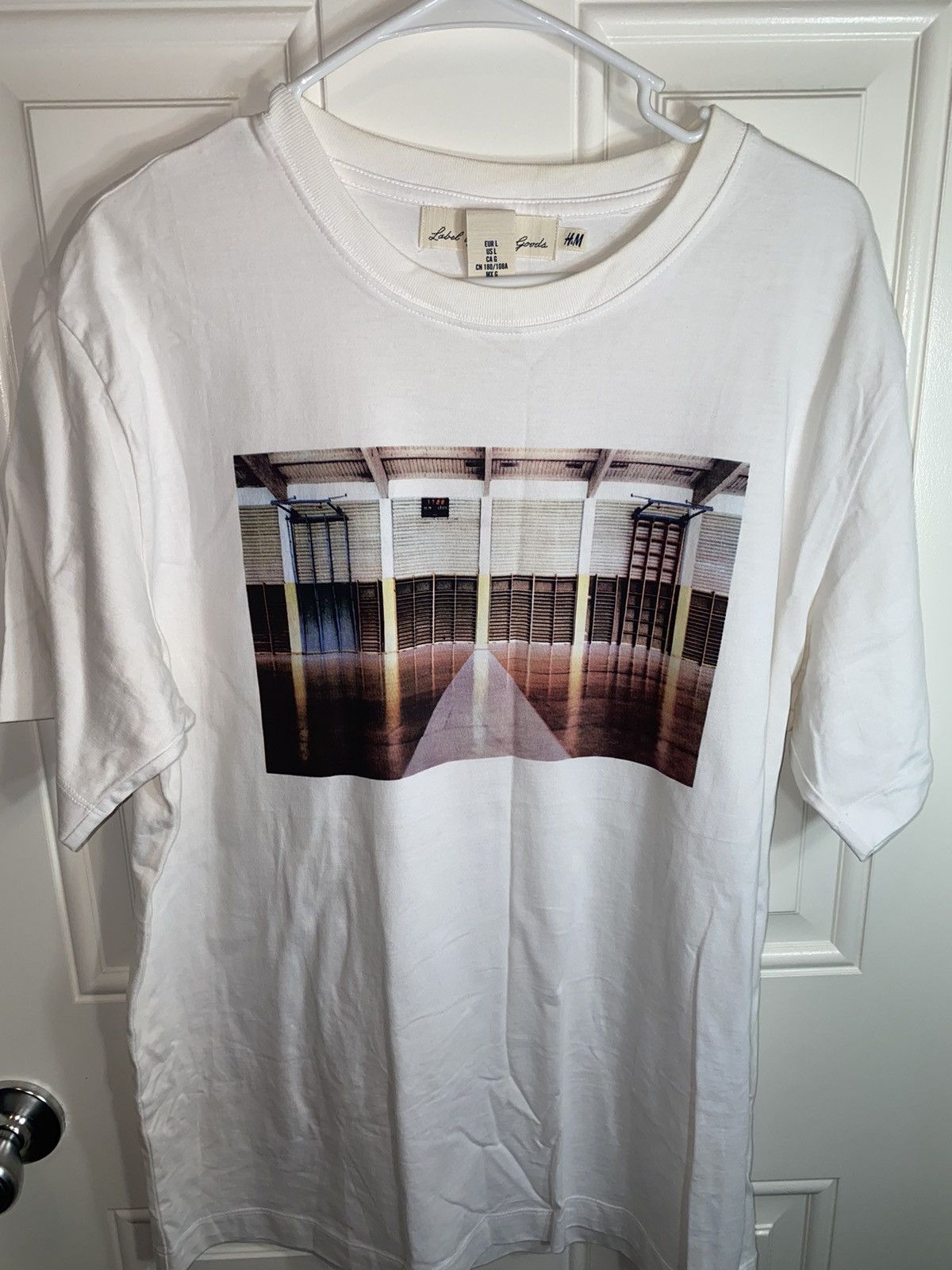 H&M H&M White Printed T-Shirt Size US L / EU 52-54 / 3 - 1 Thumbnail