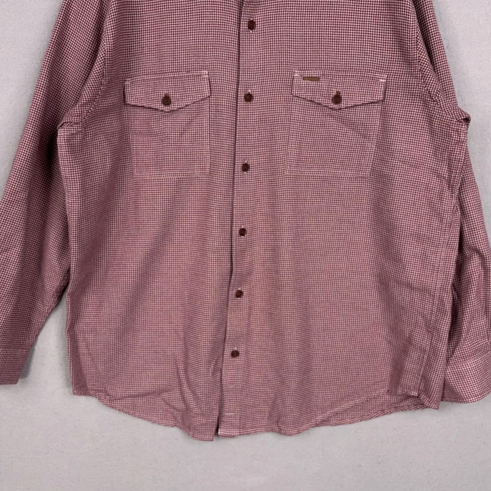 Orvis Orvis Shirt Mens XL Red Houndstooth Long Sleeve Button Front Cotton Casual Size US XL / EU 56 / 4 - 3 Thumbnail