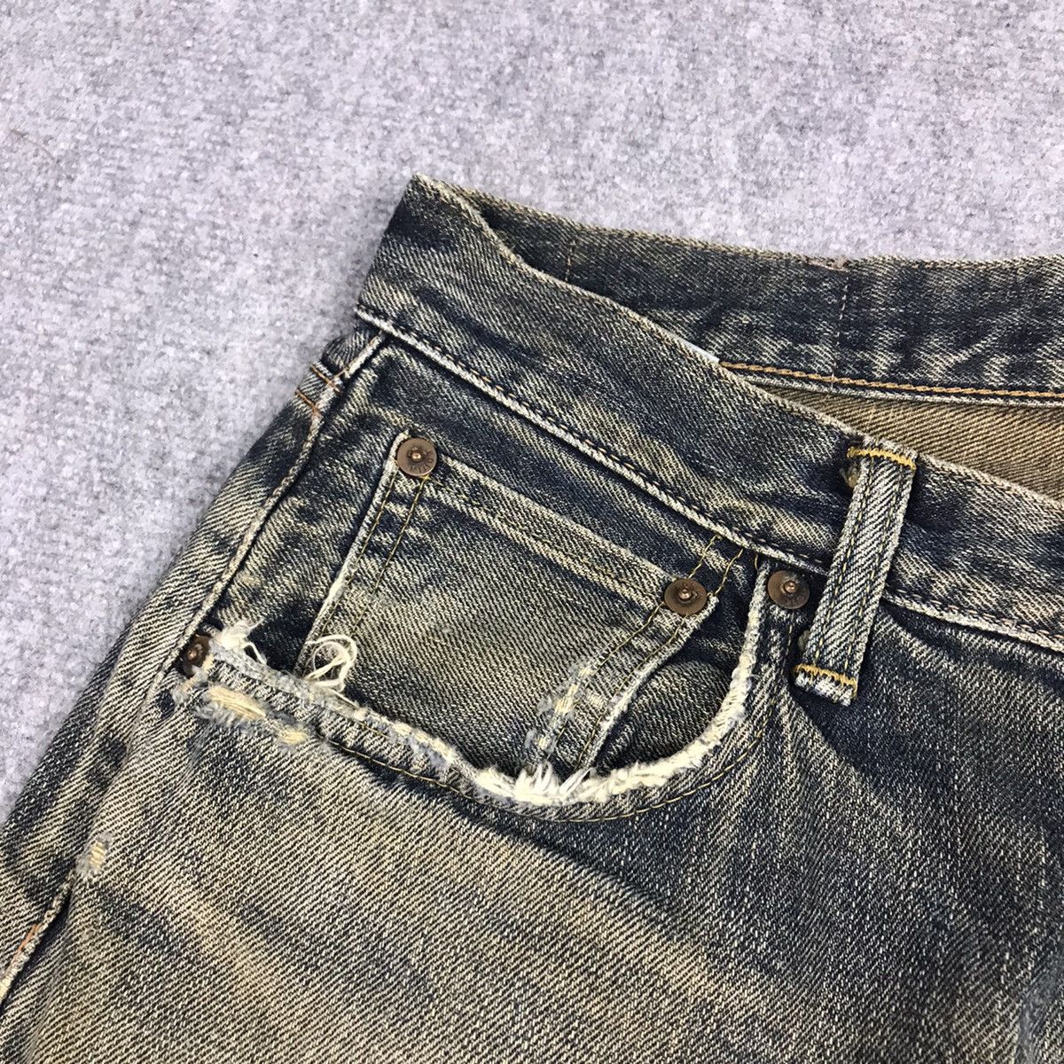 Japanese Brand RIPPED DISTRESSED RUST DENIM EDWIN JAPAN DENIM PANTS Size US 28 / EU 44 - 8 Thumbnail