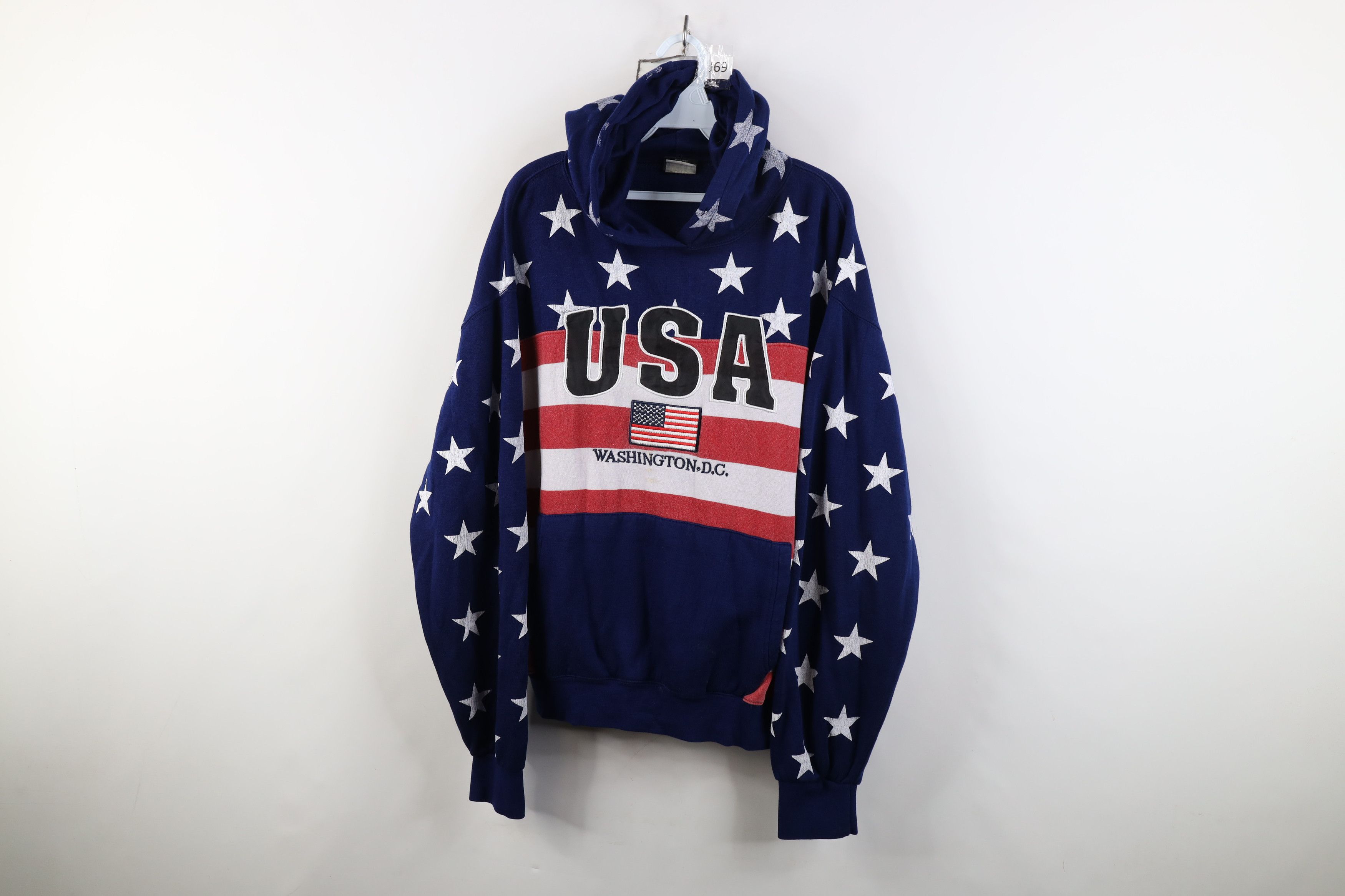 Vintage Vintage 90s Y2K Streetwear USA Flag Washington DC Hoodie Size US L / EU 52-54 / 3 - 1 Thumbnail