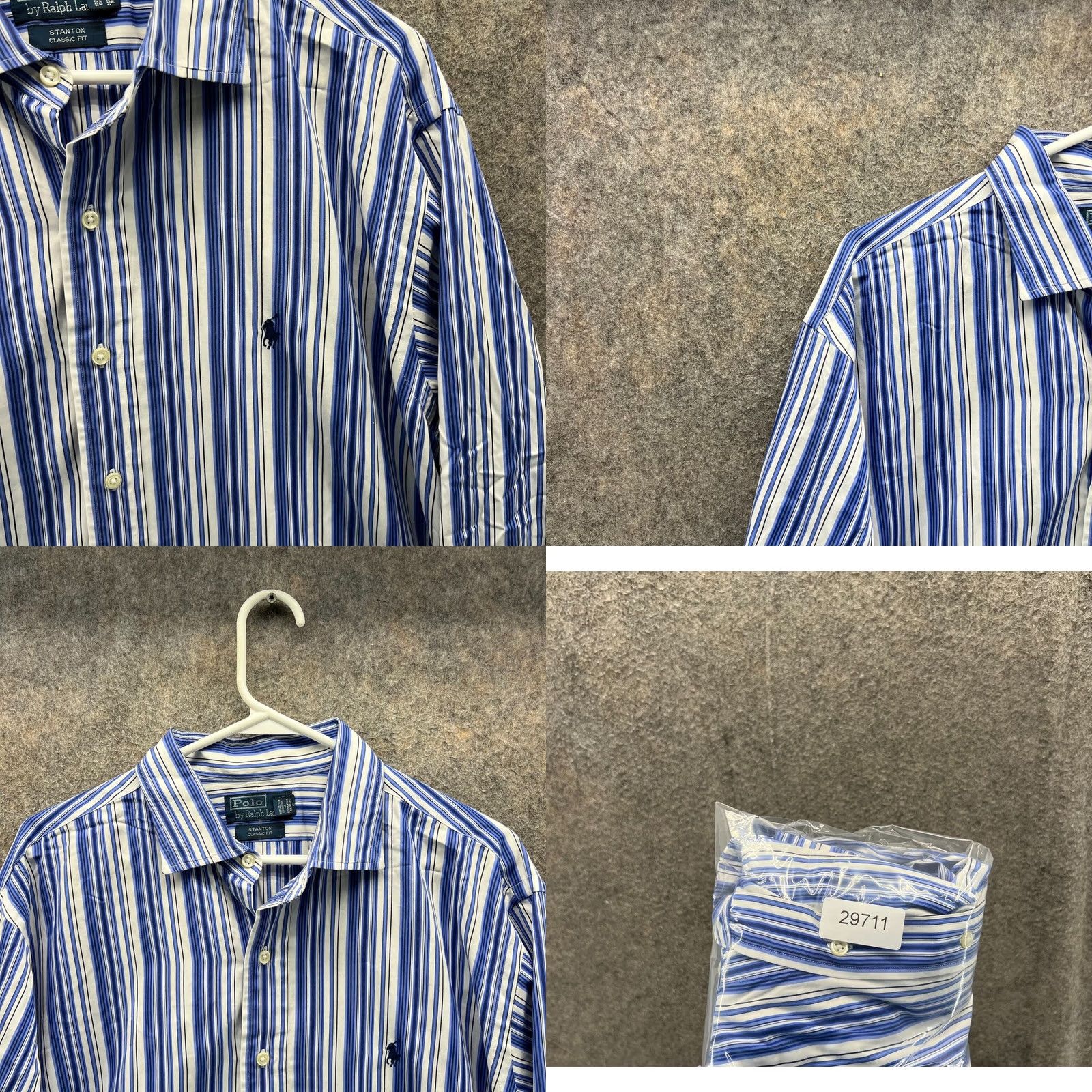 Polo Ralph Lauren VINTAGE Ralph Lauren Shirt Men XL Blue Button-Down Striped Oxford Plaid Polo Ralph Lauren Button-Up Collared Long Sleeve All Seasons Size US XL / EU 56 / 4 - 8 Thumbnail