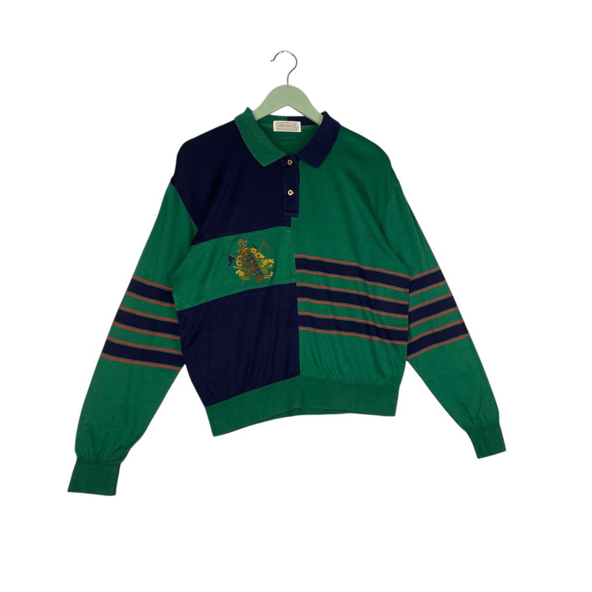 Designer × Vintage Vintage Masters Embroidered Crewneck Sweatshirt Green/Blue P Size L / US 10 / IT 46 - 3 Thumbnail