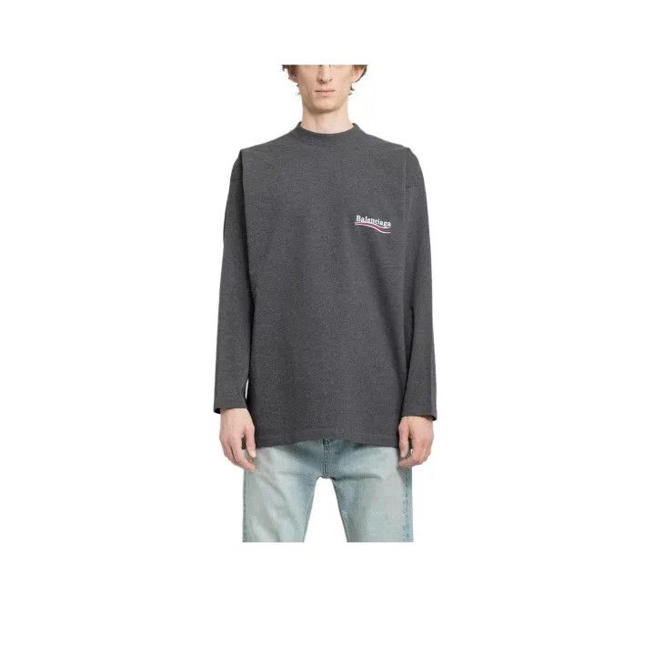 Balenciaga Balenciaga Gray Long Sleeve Logo T-Shirt for Men Size US M / EU 48-50 / 2 - 1 Thumbnail