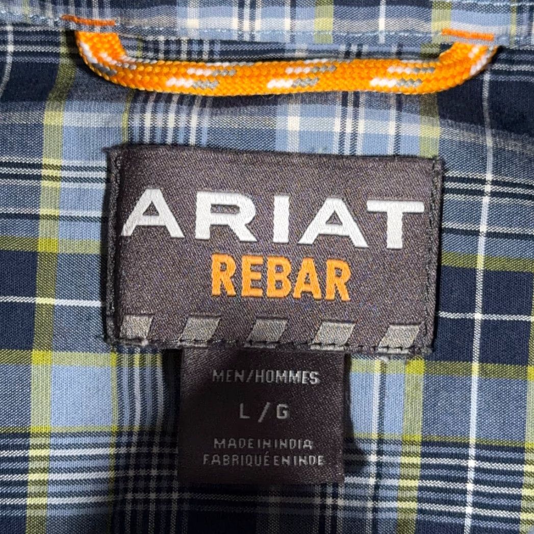 Ariat Ariat Shirt Adult LARGE Blue Plaid Rebar Workwear Outdoor Pockets Stretch Size US L / EU 52-54 / 3 - 5 Thumbnail